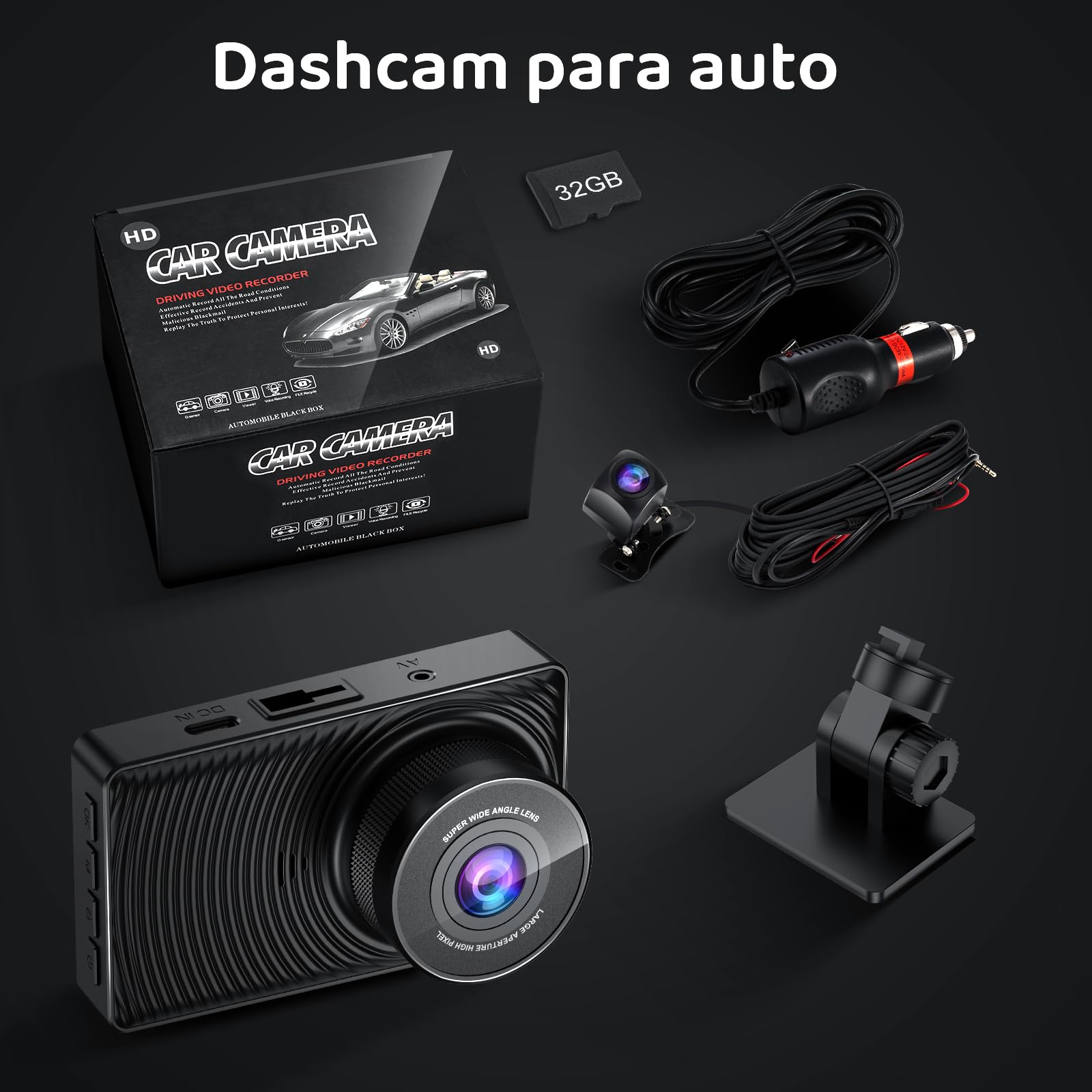 Gurkitsy Dashcam para Auto, 3'' Dash CAM,1080P HD Cámara Carro Delantera, Cámara Automovil para Auto y Carro, con Visión Nocturna 2.0 y WiFi, Control de App, Grabación en Bucle, Sensor G