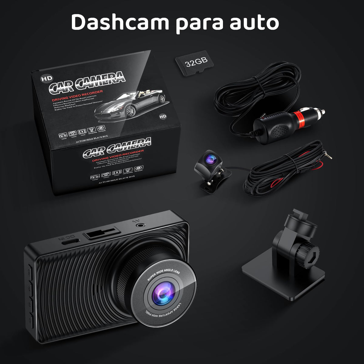 Gurkitsy Dashcam para Auto, 3'' Dash CAM,1080P HD Cámara Carro Delantera, Cámara Automovil para Auto y Carro, con Visión Nocturna 2.0 y WiFi, Control de App, Grabación en Bucle, Sensor G