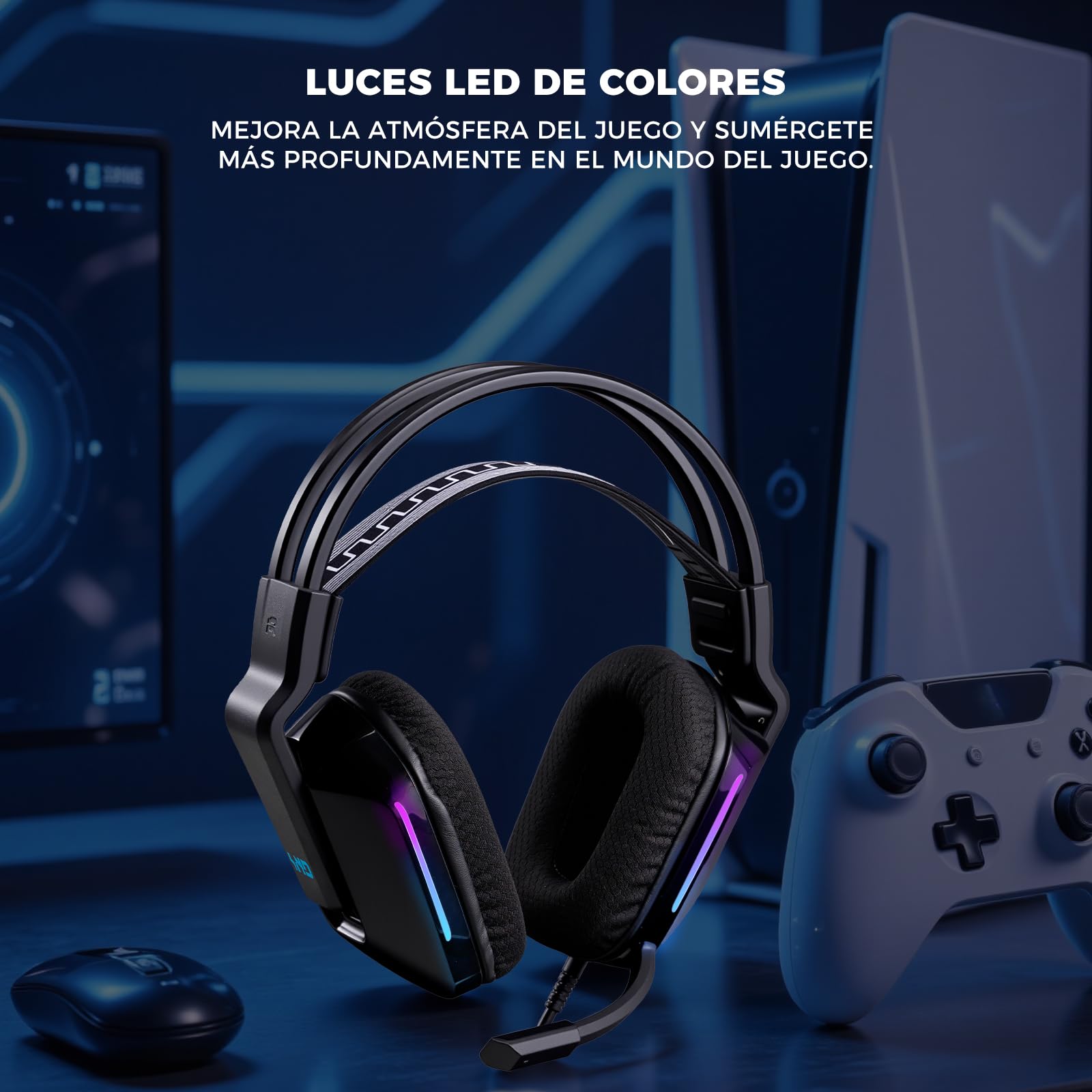 Audífonos de diadema, Audifonos con micronofono, 3.5mm Audio Jack, Almohadillas de espuma viscoelástica para los oídos, Audifonos Alambrico para Nintendo Switch Xbox Series X PS4 PS5 PC Mac, negro