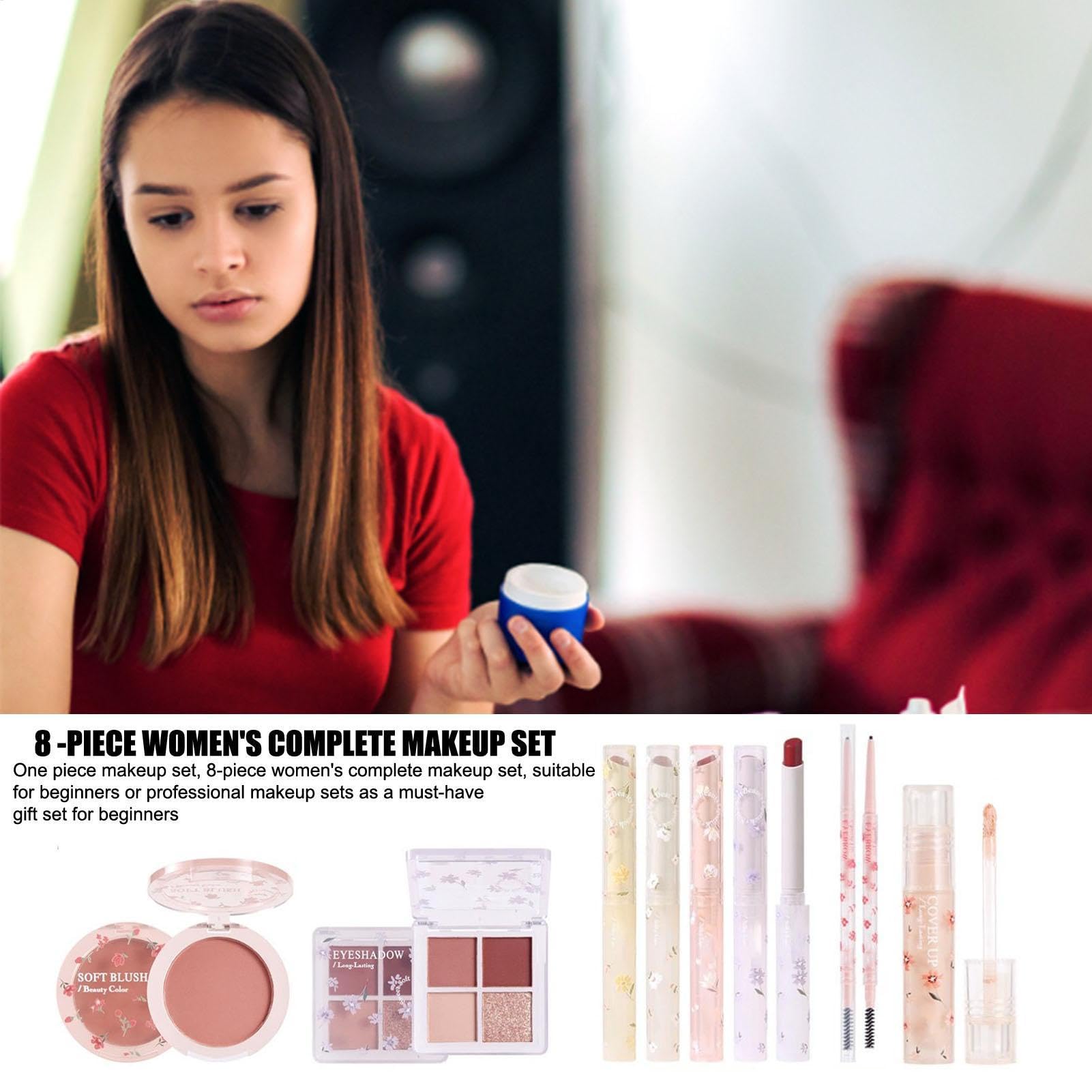 Juego De Paletas De Maquillaje Coreanas, 8 Piezas Kit Para Niñas Principiantes, Cosmético Corrector, Lápiz De Cejas, 4 Labiales Aterciopelados, Sombras De Ojos, Rubor,