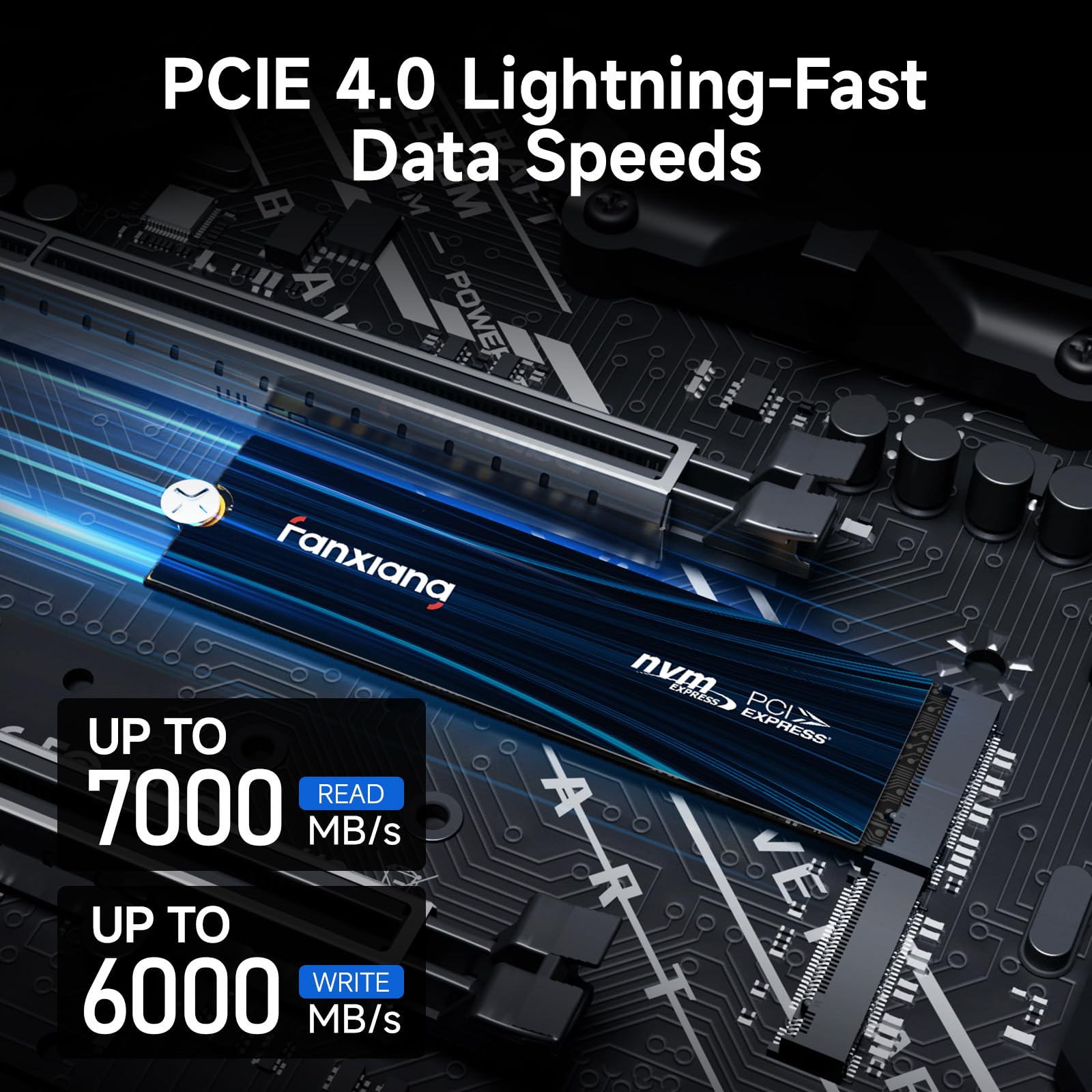 fanxiang Disco Duro SSD 4TB 2280 PCIe 4.0 Gaming SSD - hasta 7300MB/s, rápida disipación de Calor, Adecuado para entusiastas de PS5, Profesionales de TI (QLC)