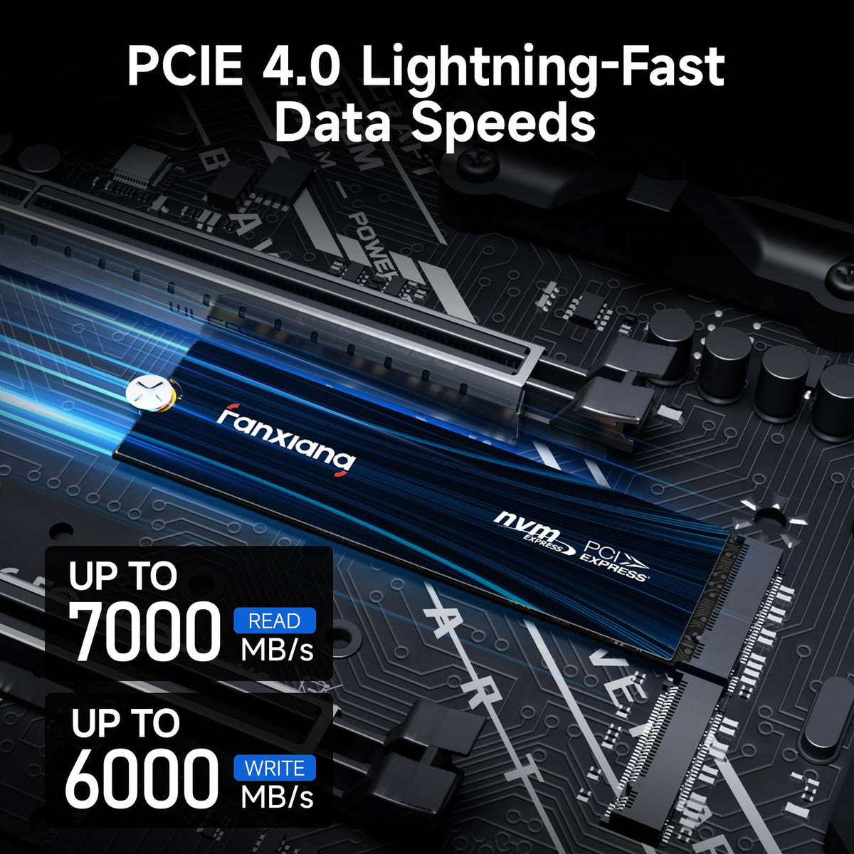 fanxiang Disco Duro SSD 4TB 2280 PCIe 4.0 Gaming SSD - hasta 7300MB/s, rápida disipación de Calor, Adecuado para entusiastas de PS5, Profesionales de TI (QLC)