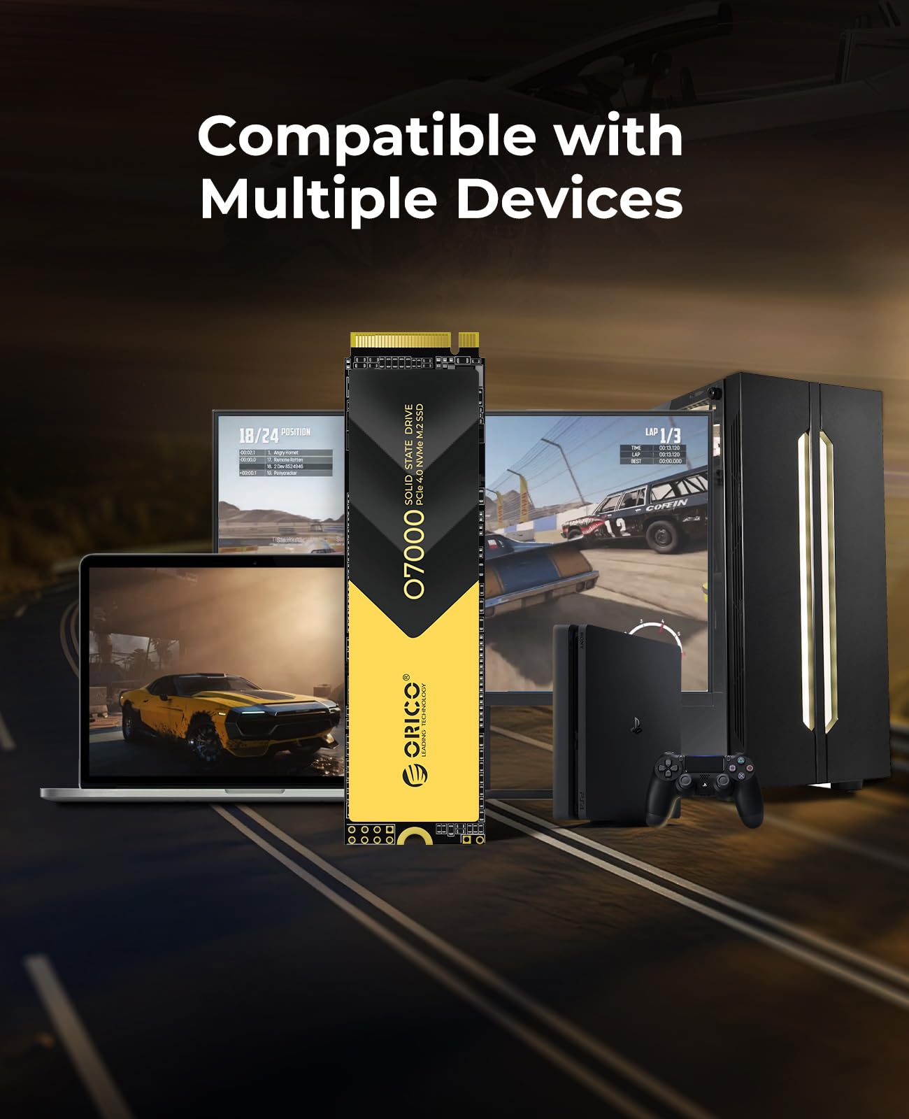 ORICO Unidad de estado sólido interna SSD NVMe PCIe 4.0 - hasta 7000 MB/s, SSD M.2 2280 PCIe 4.0x4, alta disipación de calor, compatible con macOS y Windows para gamers y creadores - O7000 (4TB)