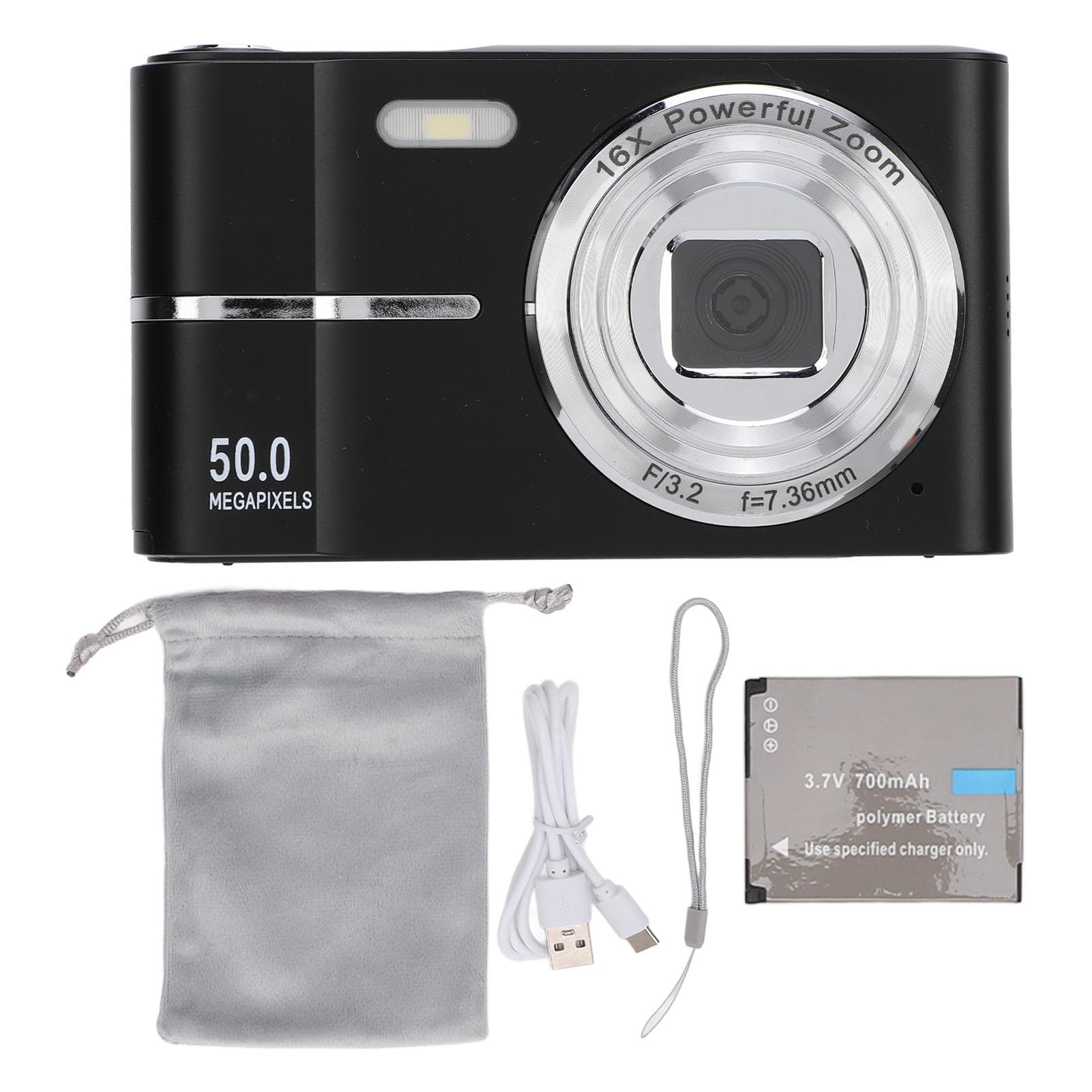 Wisoqu Cámara Digital FHD 1080P, Cámara Digital Compacta de Bolsillo con Grabación de Vídeo para Viajes (Black)
