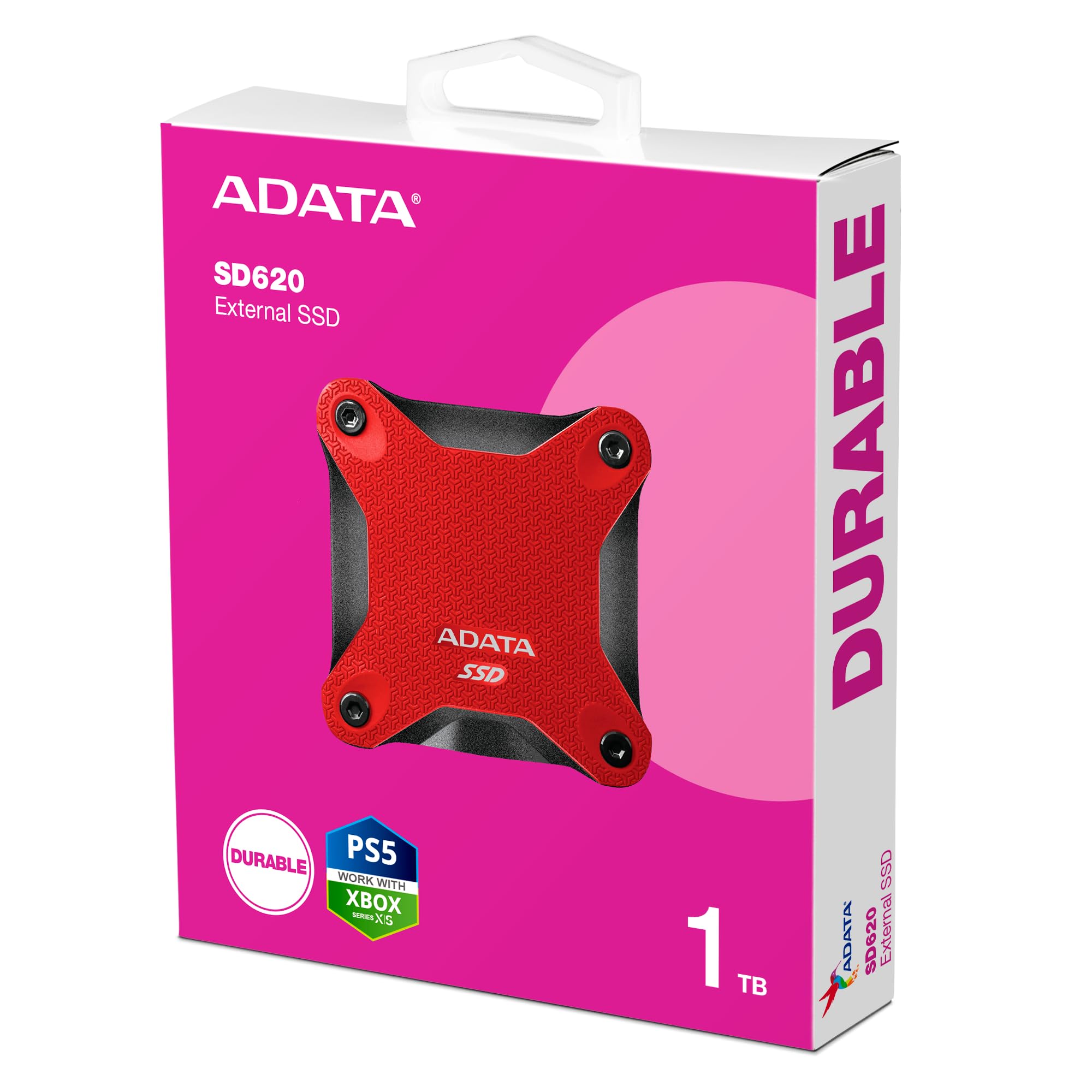 ADATA Unidad de Estado Solido SSD Externo 1TB SD620 USB 3.2 Xbox PS5 (Rojo SD620-1TBCRD)