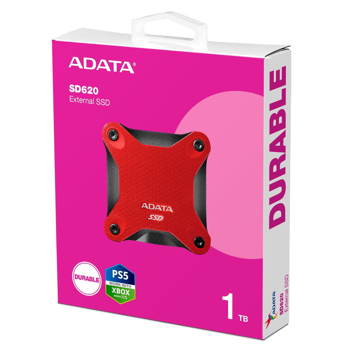 ADATA Unidad de Estado Solido SSD Externo 1TB SD620 USB 3.2 Xbox PS5 (Rojo SD620-1TBCRD)