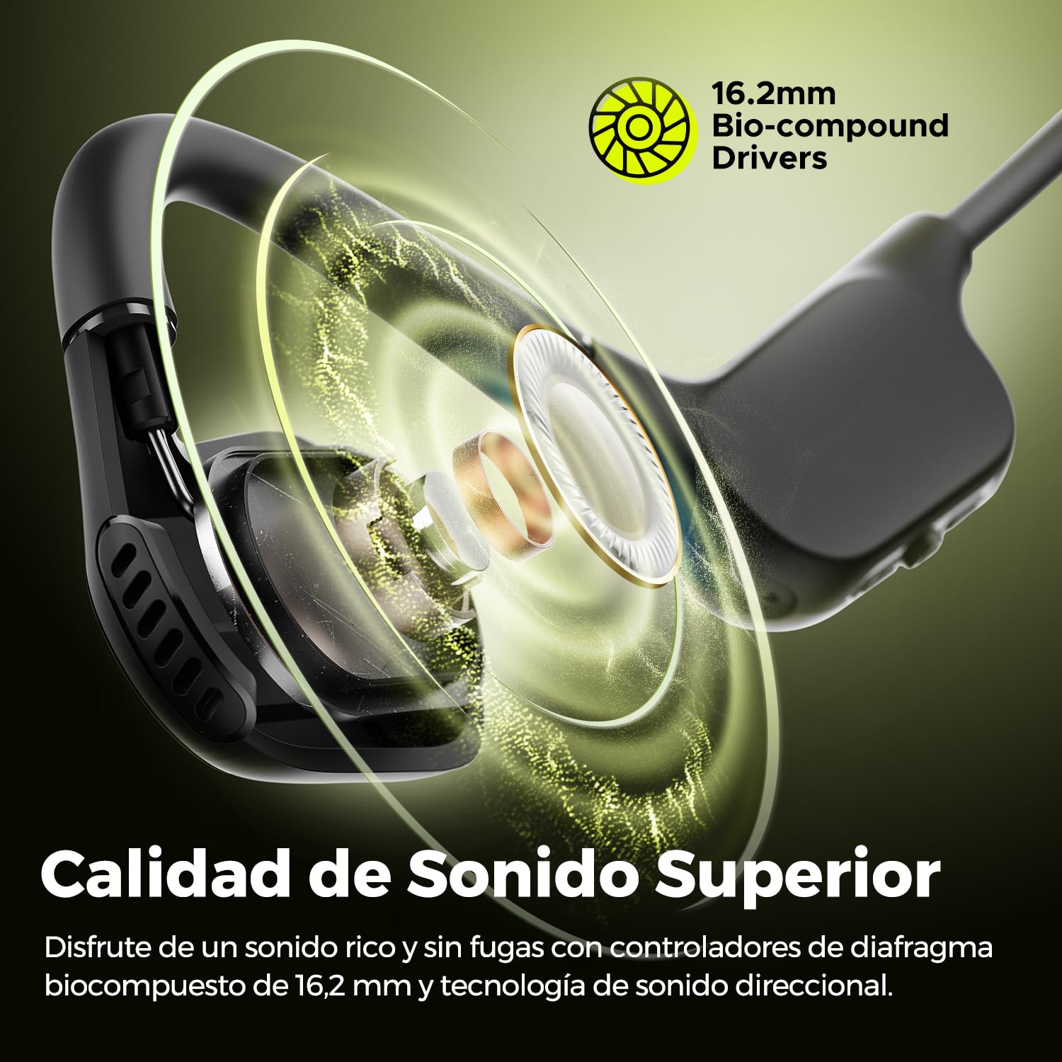 SoundPEATS Runfree Lite2 Audífonos Bluetooth Inalámbricos de Conducción de Aire, Audífonos de Oído Abierto Altavoces de 16.2mm Bajos Potentes Llamadas Claras para Deportes con Aplicación
