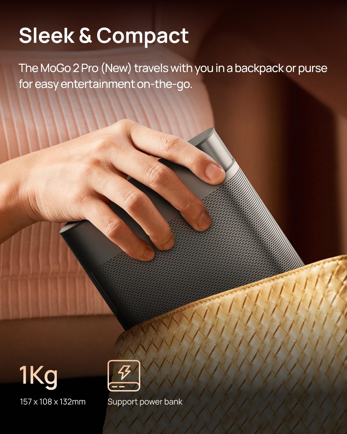 XGIMI MoGo 2 Pro (Nuevo) Proyector Portátil 1080P, Google TV con Netflix con licencia, con WiFi y Bluetooth, 430 lúmenes ISO, altavoces 2X8W, admite 4K, enfoque automático, evita objetos, adaptación