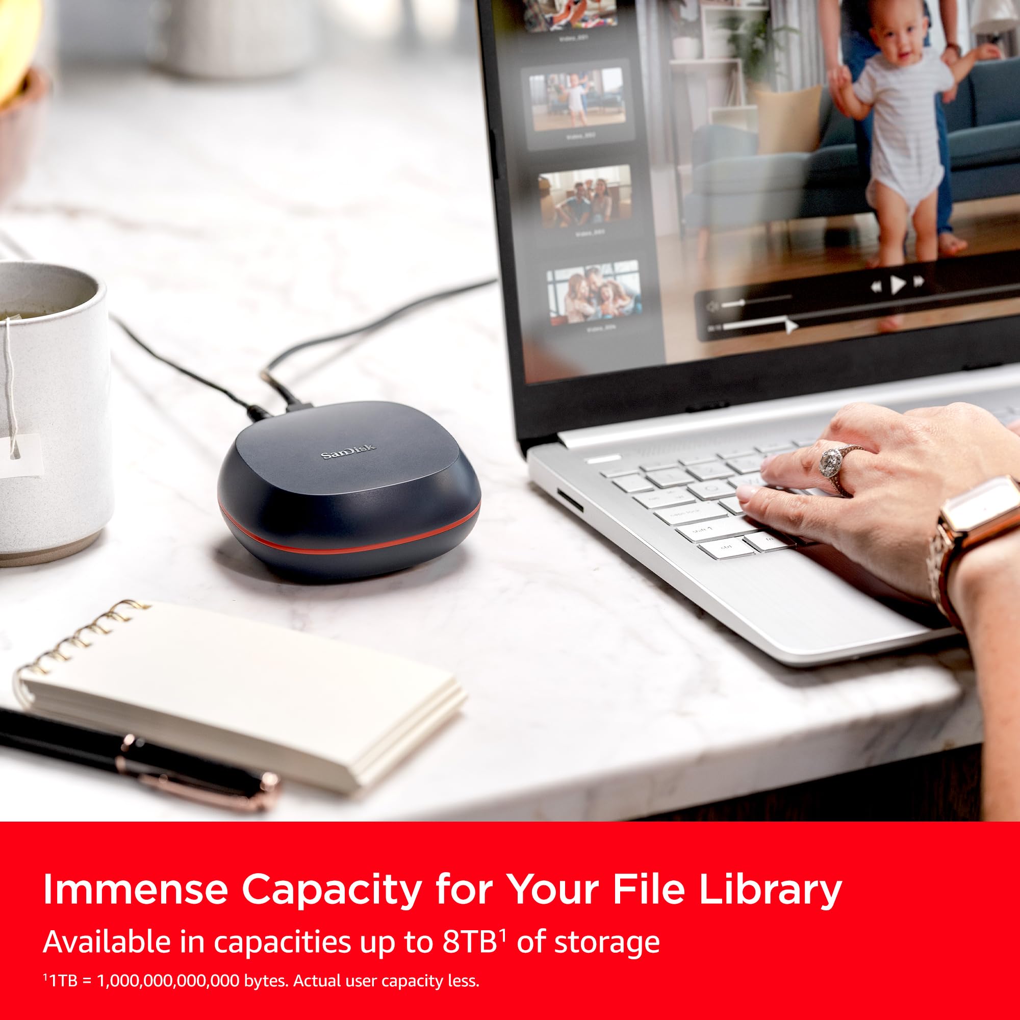 SanDisk Unidad de computadora SSD de 8 TB - Unidad de Estado sólido Externa de computadora, hasta 1000 MB/s, USB-C, USB 3.2 Gen 2 - SDSSDT40-8T00-NA25