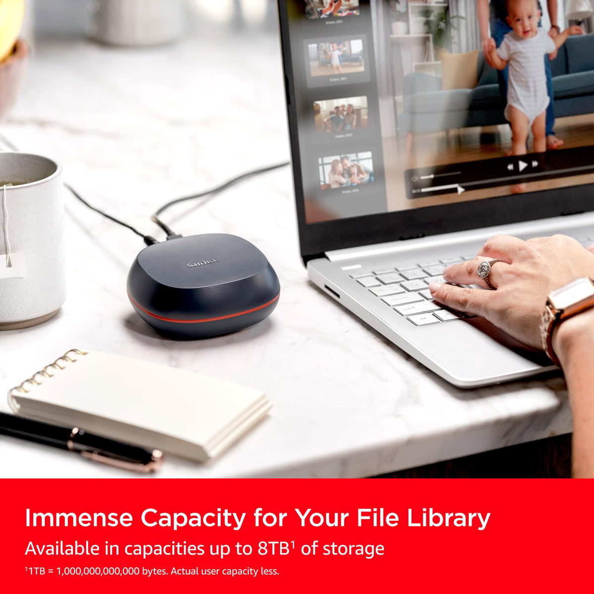 SanDisk Unidad de computadora SSD de 8 TB - Unidad de Estado sólido Externa de computadora, hasta 1000 MB/s, USB-C, USB 3.2 Gen 2 - SDSSDT40-8T00-NA25
