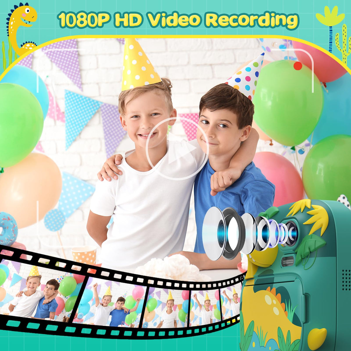 CAMCLID Camara Fotos Infantil Instantanea, 2,4 Pulgada Cámara Instantánea para Niños con Tarjeta de 32GB, Regalo para Niños de 3 a 12 Años(Verde)
