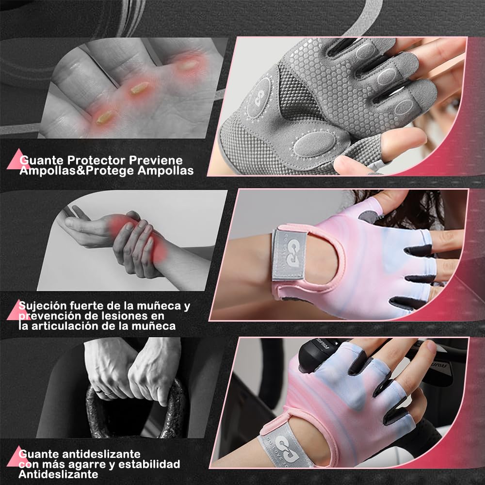 EDECOR Guantes Deportivos, Guantes de Gym con Muñequeras, Transpirables Antideslizantes para Hombre y Mujer con Toalla, para Entrenamiento y Fitness