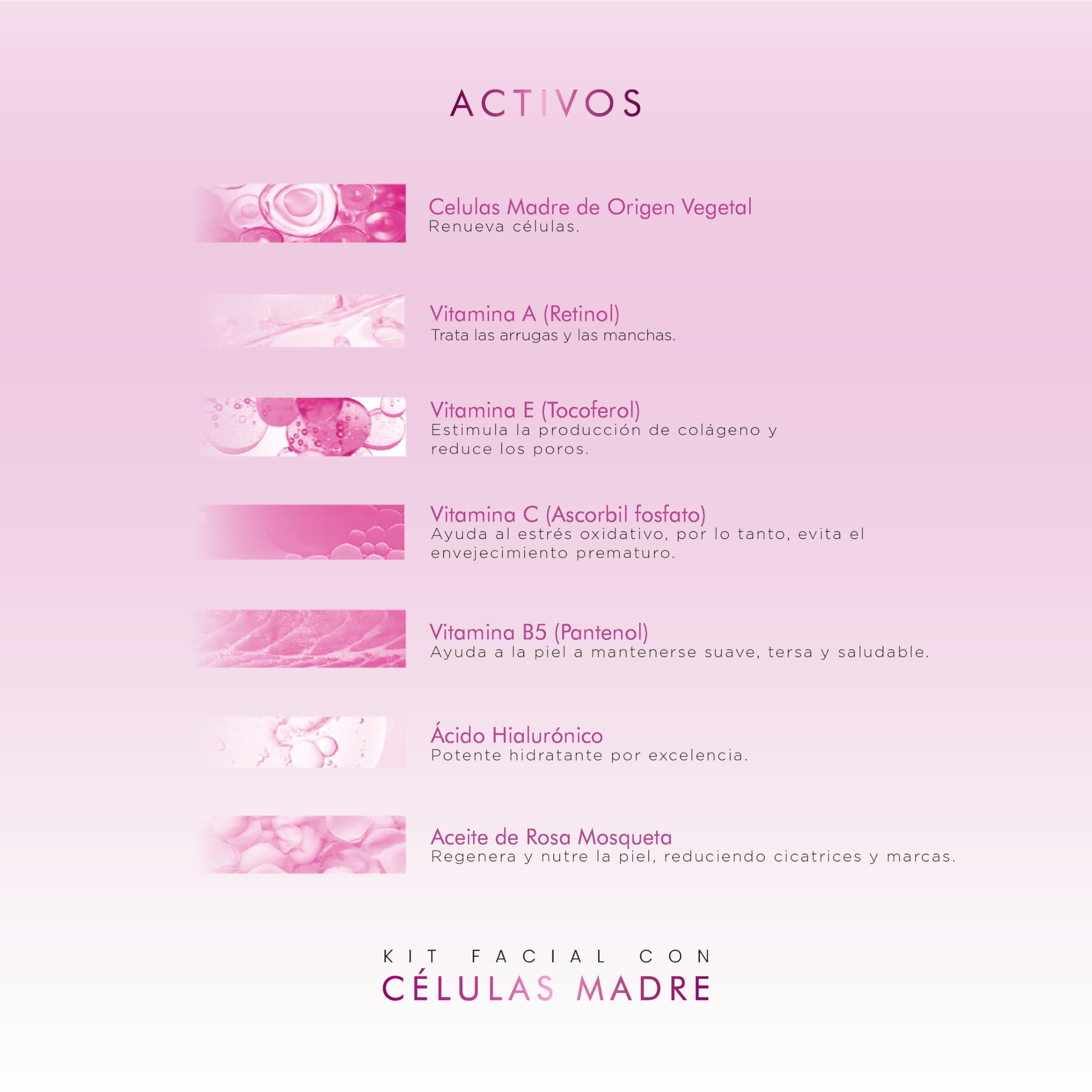 Kit Serum facial Acido Hialurónico, Vitamina C y Células Madre anti edad | Paquete completo de serum para el cuidado de la piel, hidratación y rejuvenecimiento (Kit AH + Celulas madre + Vit C)