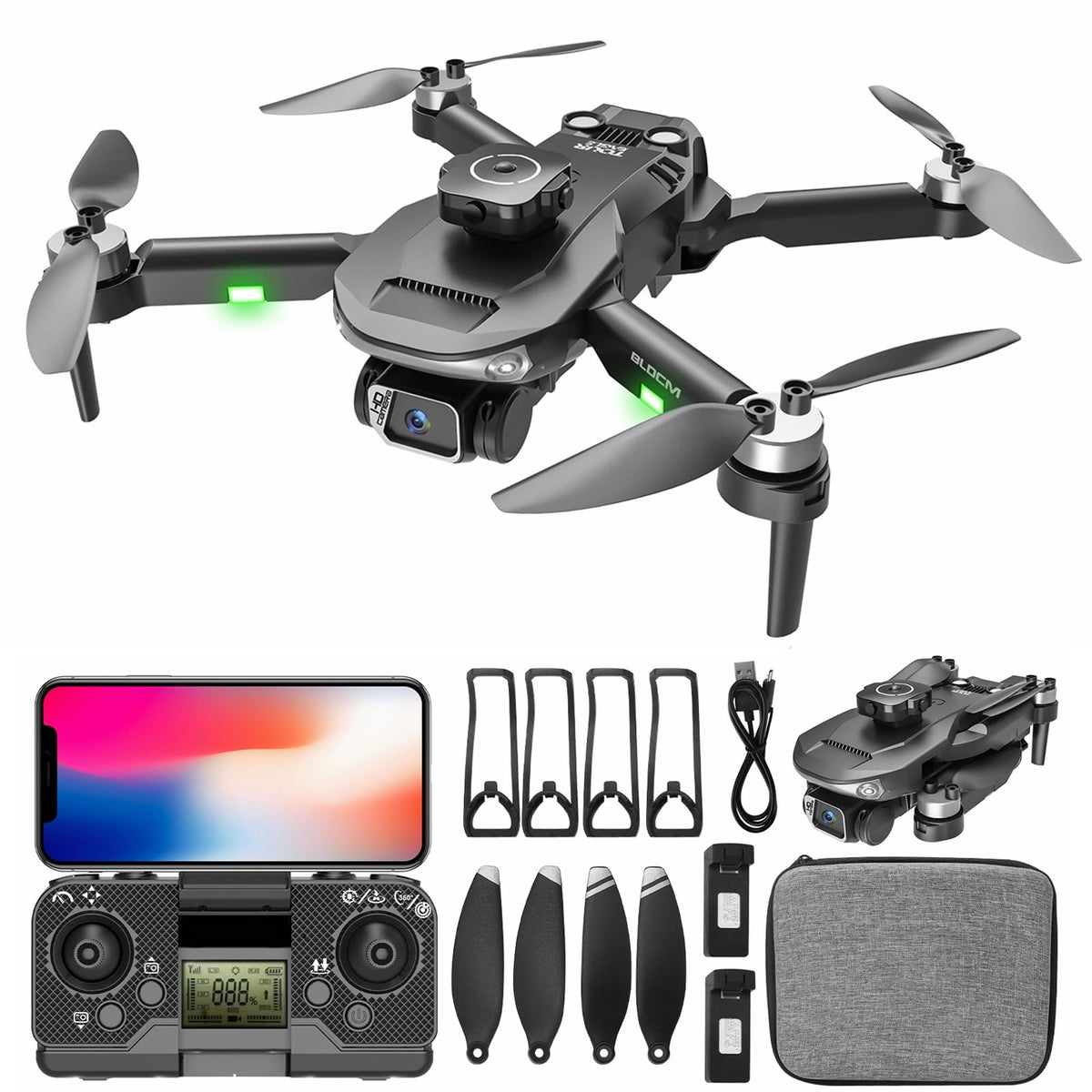 DAQI Drone con Cámara 8K, S165 Mini Drone con Motor sin Escobillas, 2 Baterías, Funda Protectora, Vuelo de Trayectoria y Evitación Inteligente de Obstáculos, Drone para Niños Adultos Principiantes