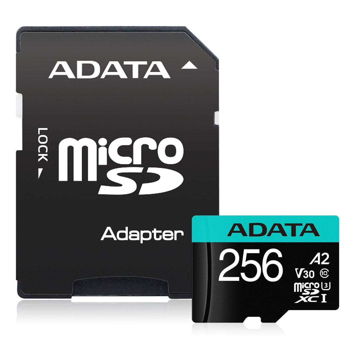 ADATA - Tarjeta de Memoria microSDXC/SDHC UHS-I (256 GB, con Adaptador, C10, U3, V30, 4K, A2, Micro SD, AUSDX256GUI3V30SA2-RA1)