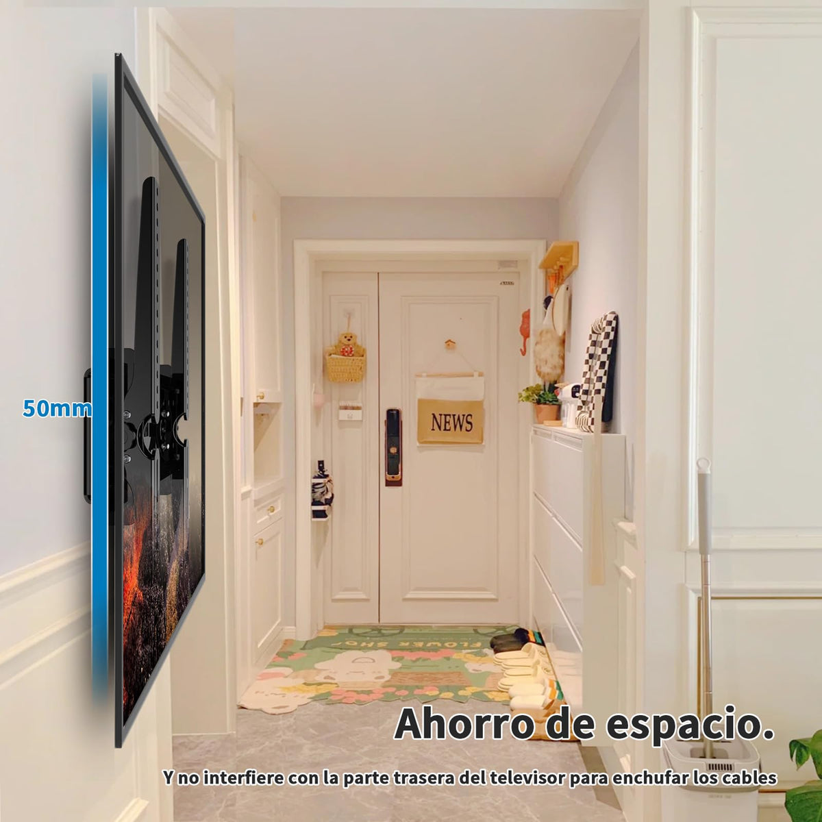 TETVIK Soporte de TV con inclinación para Pantallas de 26”-63”, Máx VESA 400x400 mm,soporta hasta 50 KG de Carga, 32 37 40 42 43 50 55 60 Pulgadas Soporte de Pared Fijo para TV(Materiales Reforzado)