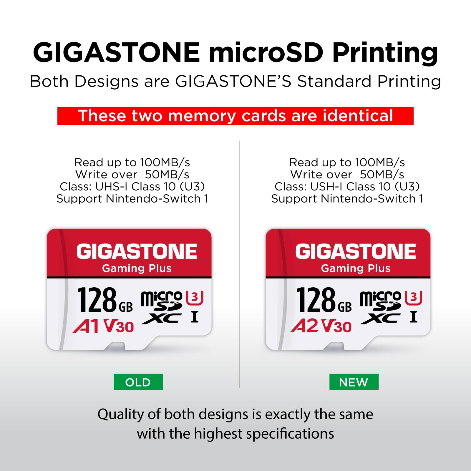 Gigastone 128GB Tarjeta de Memoria Micro SD, Gaming Plus, Compatible con Nintendo Switch, Alta velocidad 100MB/s, Grabación de video 4K, Micro SDXC UHS-I A1 Clase 10