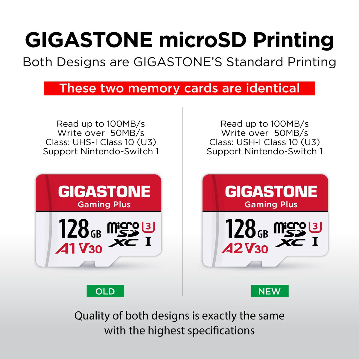 Gigastone 128GB Tarjeta de Memoria Micro SD, Gaming Plus, Compatible con Nintendo Switch, Alta velocidad 100MB/s, Grabación de video 4K, Micro SDXC UHS-I A1 Clase 10
