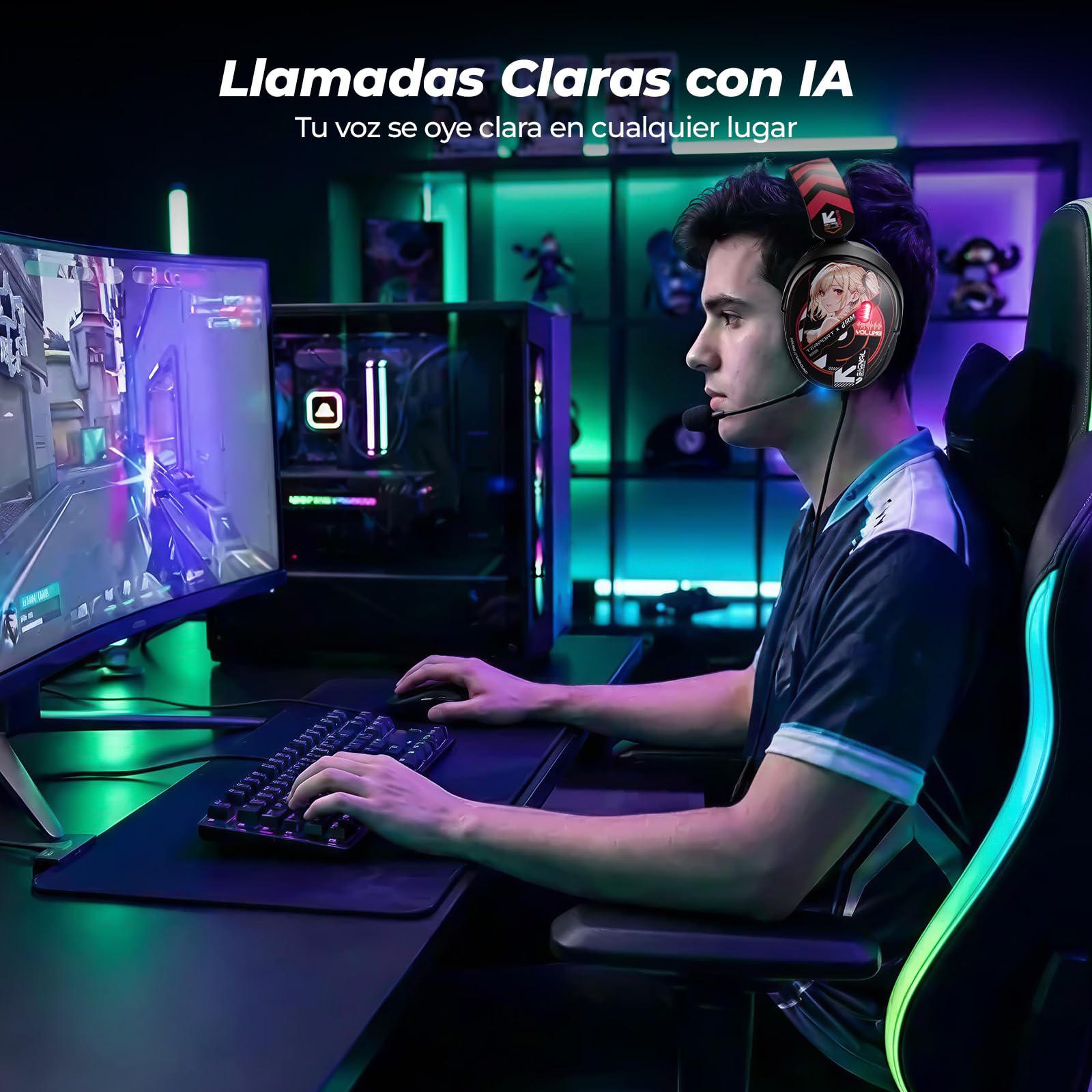 TERPORT Haruka HM4 Audífonos Gamer Inalámbricos con Cancelación de Ruido