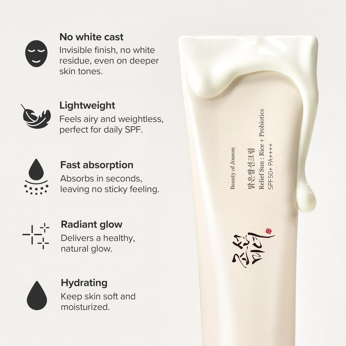 Beauty of Joseon Relief Sun Arroz + Probióticos Protector Solar con SPF50+ PA++++