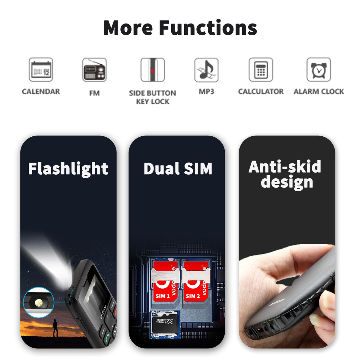 artfone 4G Teléfono Móvil para Personas Mayores con Botón Grande, Teléfono Basico para Ancianos 4g/LTE, con Función SOS, Volumen Alto, 1800 mAh con Base de Carga, Un Solo SIM, Linterna (Negro)