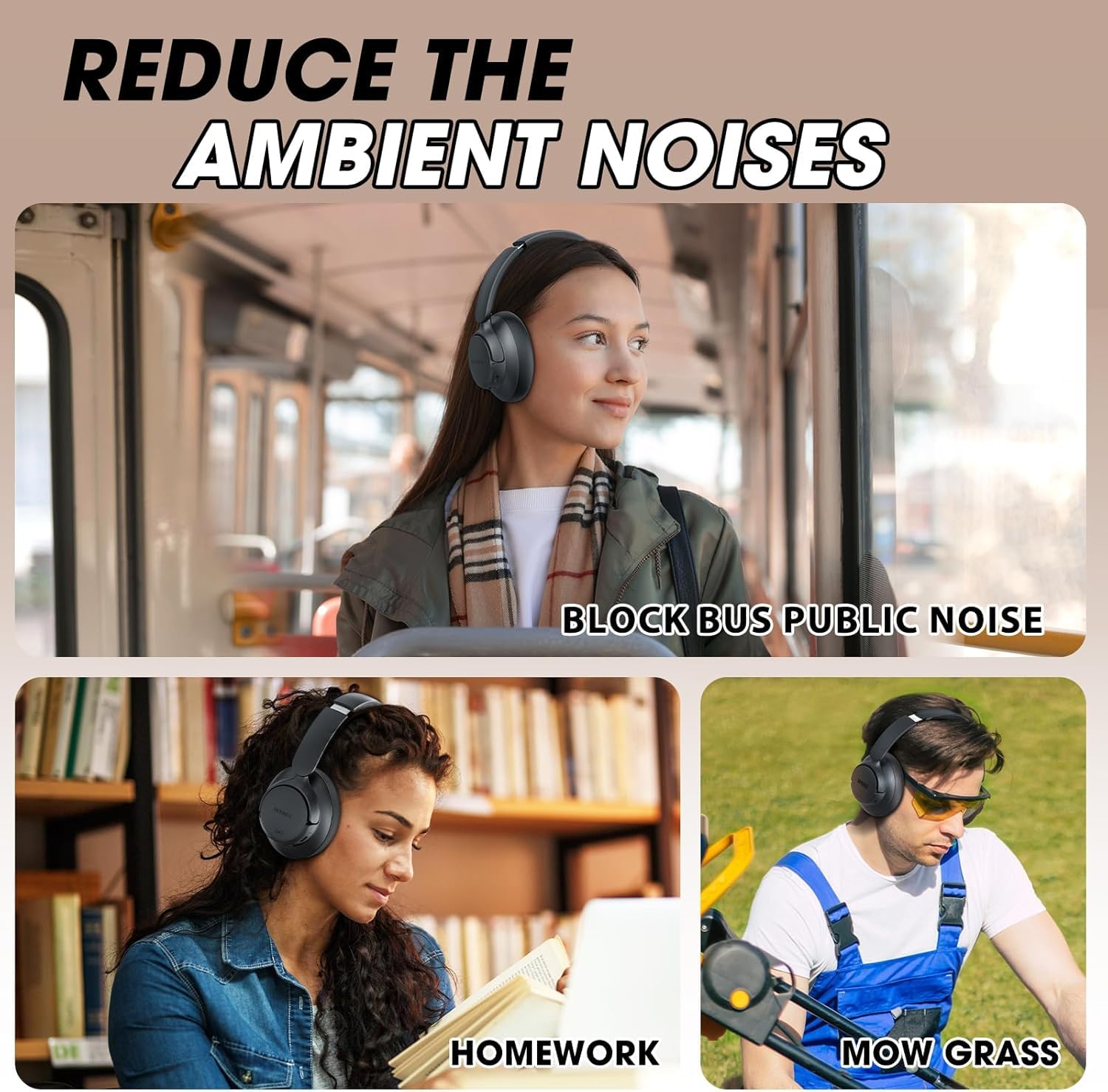 BERIBES audifonos inalambricos Bluetooth con cancelación Activa de Ruido