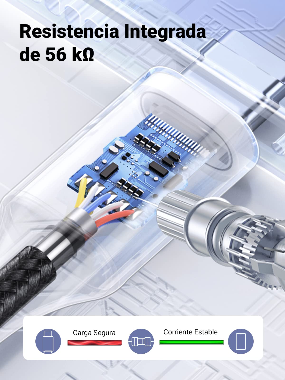 UGREEN 1M Cable USB C a USB A 2.0, 3A Tipo C Carga Rápida con Trenza de Nailon, Compatible con iPhone 16 15 Pro Max Plus, Galaxy S25 S24 S23 S22, Pixel 9 8 7