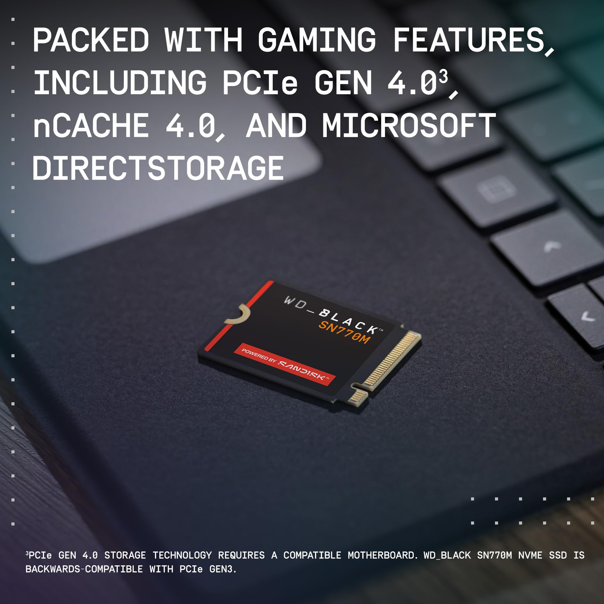 WD_Black 1TB SN770M M.2 2230 NVMe SSD para Dispositivos de Juegos de Mano, velocidades de hasta 5,150 MB/s, TLC 3D NAND, Ideal para Steam Deck y Microsoft Surface - WDBDNH0010BBK-WRSN