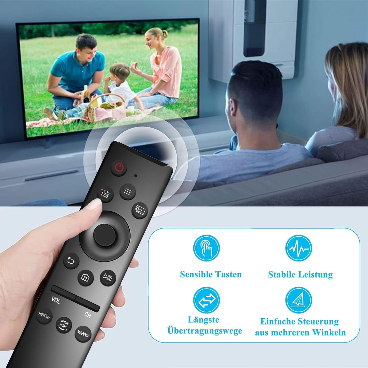 Mando para Samsung Smart TV,Universal Mando a Distancia para Samsung Televisión Original ,Universal para Samsung TV, para Samsung TV QLED UHD SUHD HDR LCD LED HDTV Marco Curvo 4K 8K 3D Smart TVs.