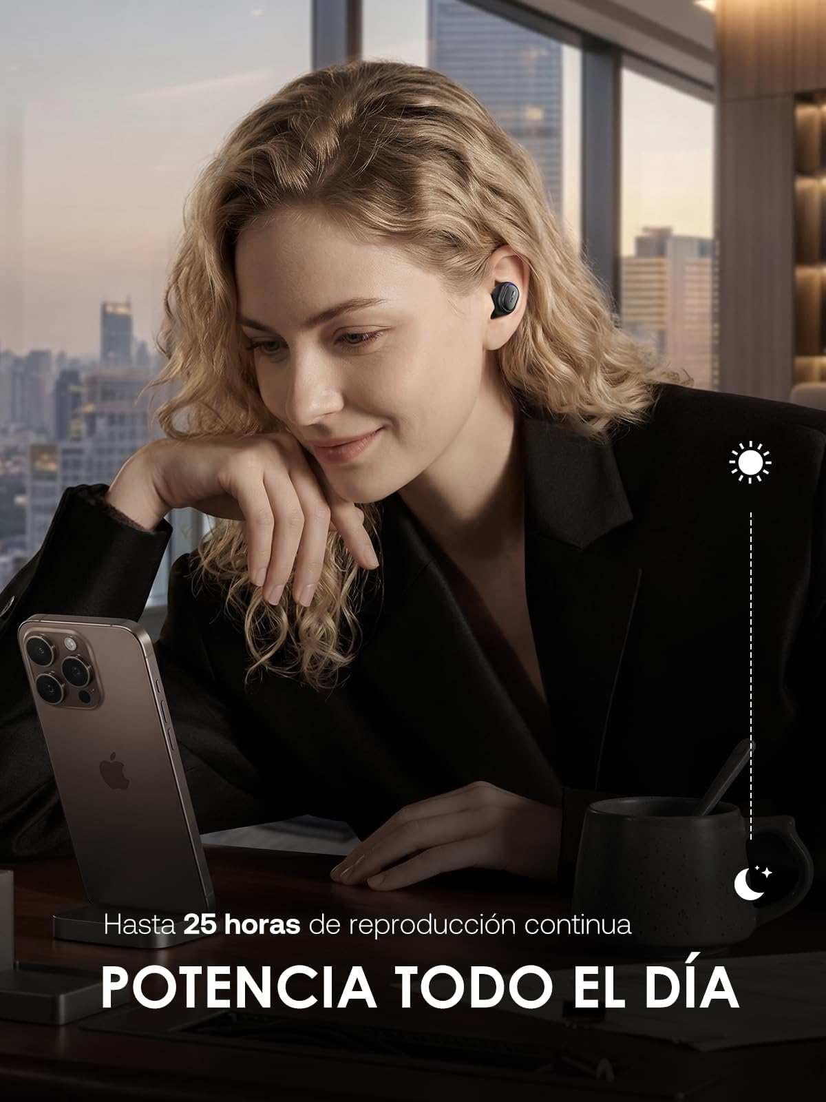 1 Hora Audífonos Inalámbricos Bluetooth con Pantalla LED