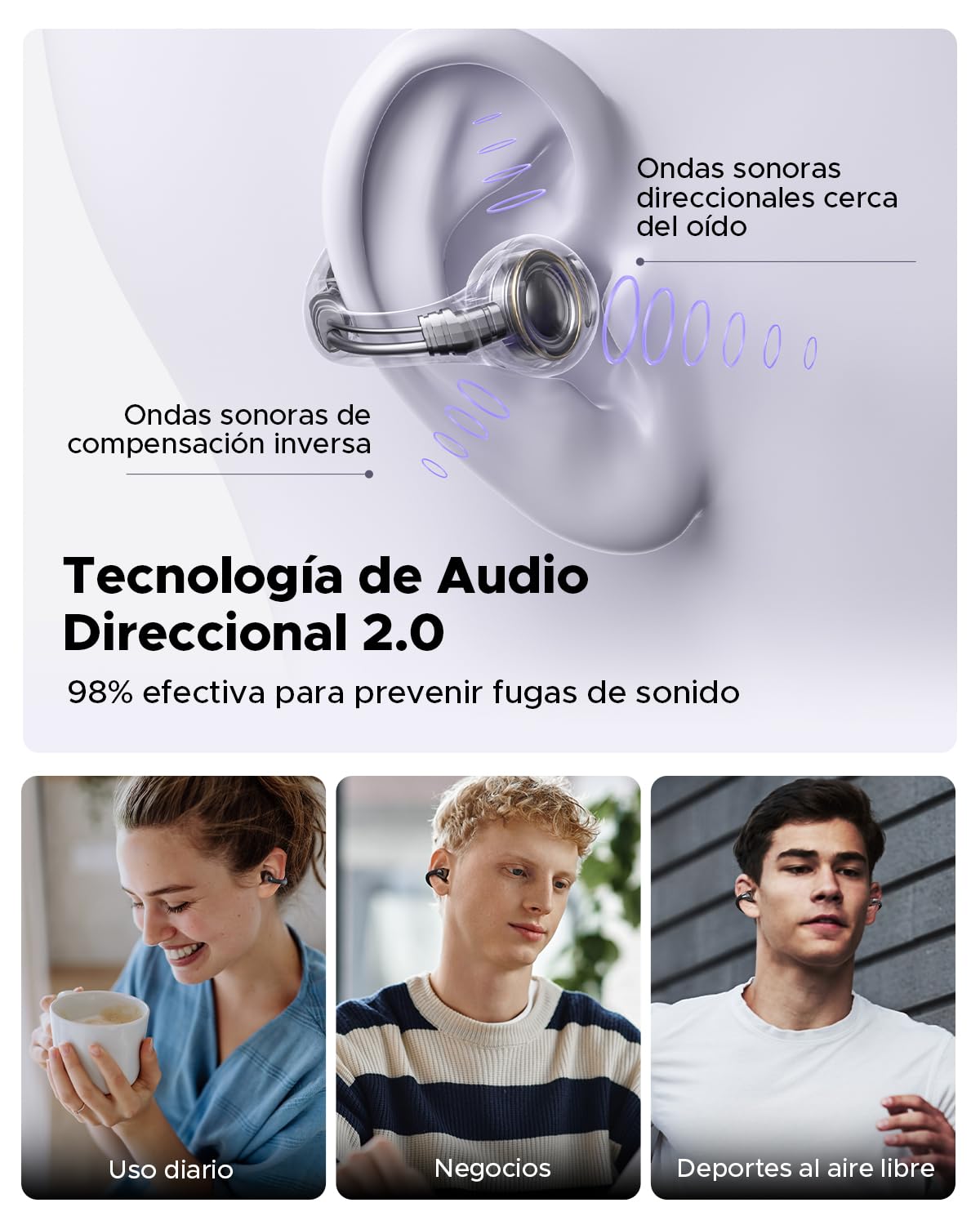 truefree B1 Audífonos de Oído Abierto Inalámbricos Bluetooth 5.4 Opean-Ear Graves dinámicos, 4 mics para Llamadas claras, conexión Dual, Ajuste Ligero y Seguro, Ideales para Deportes, Control de App