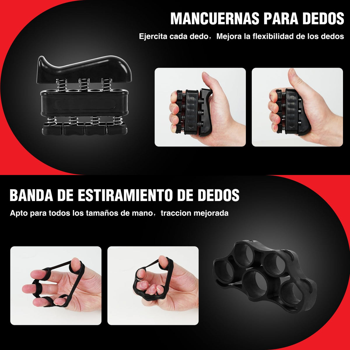 Soulbytes Ejercitador de mano 6 en 1 Fortalecedor de dedos y agarre con pelota, Hand gripper Finger exerciser Ejercicio de antebrazo Entrenador de fuerza para deportes de palma y antebrazos y dedos