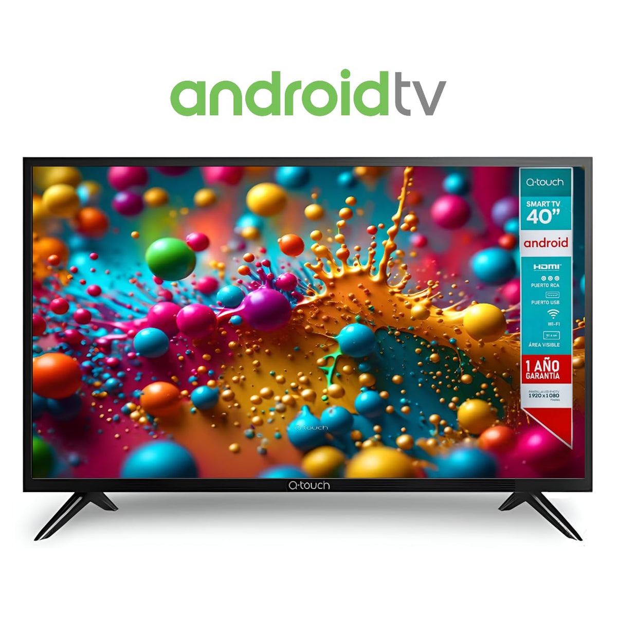 Q-Touch - Smart TV Android 40" HD - Pantalla LED, WiFi, Netflix, Youtube