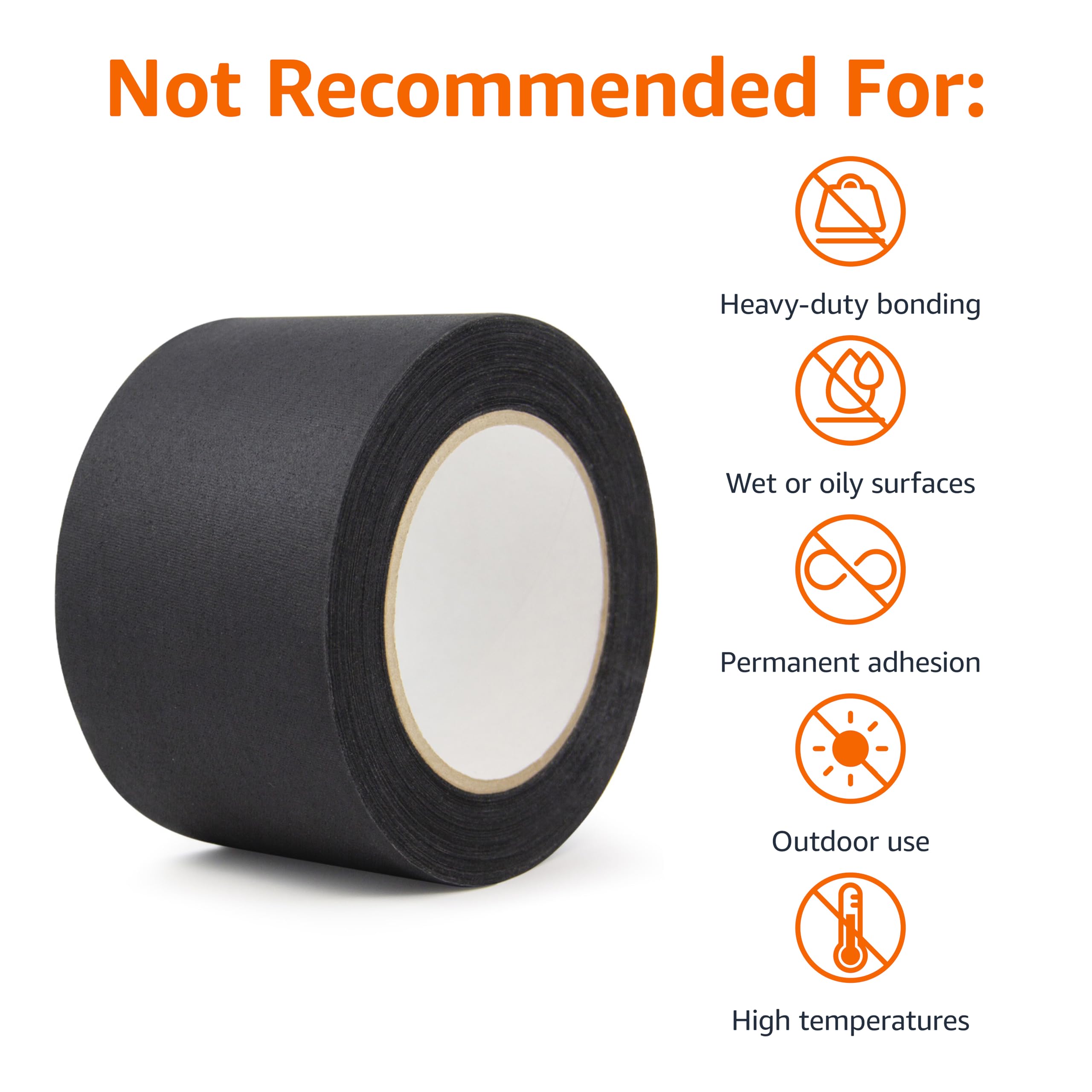 Amazon Basics - Cinta adhesiva sin residuos, no reflectante, 3 x 90 pies, color negro