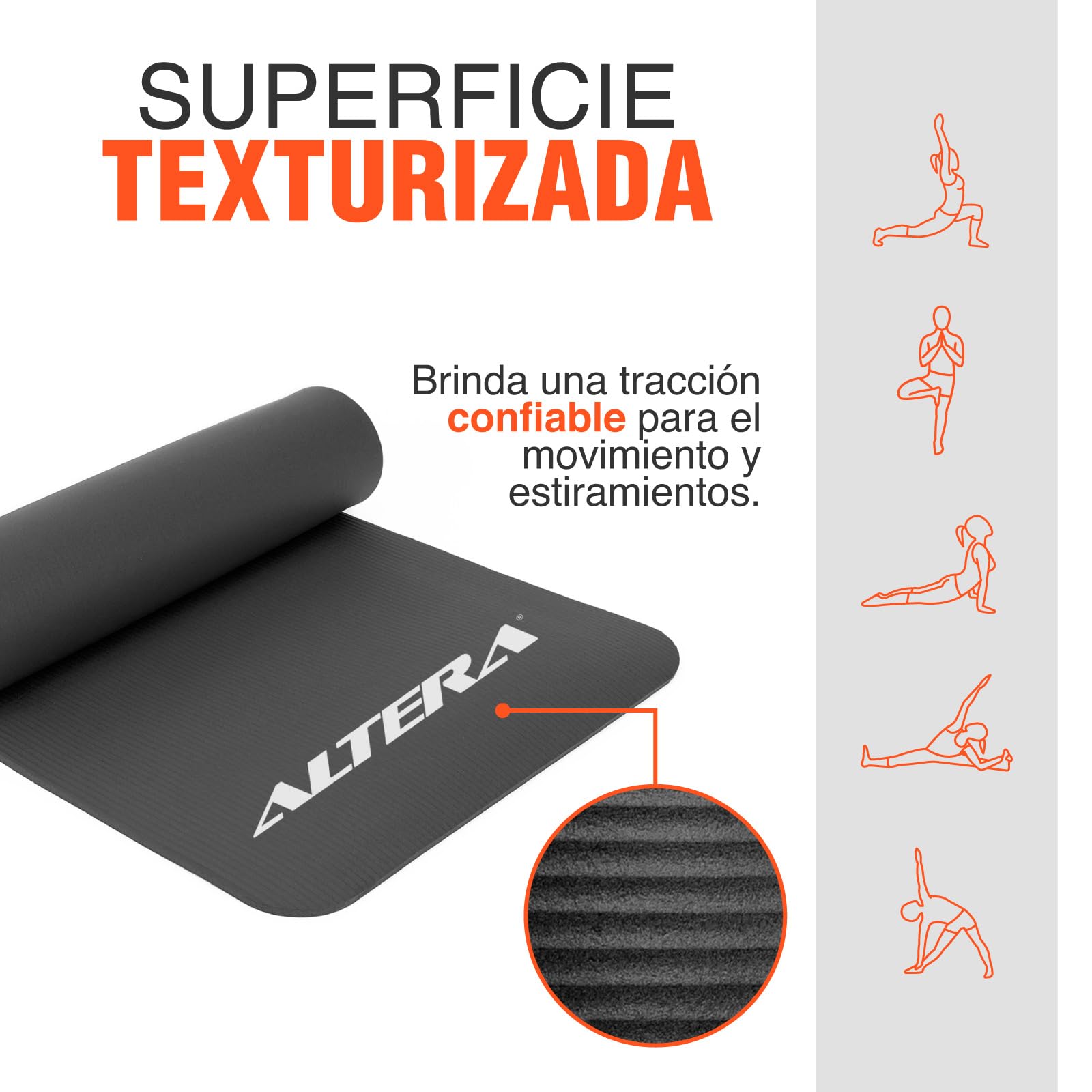 Altera - Tapete para Ejercicio Yoga Pilates Rehabilitacion Gym Espesor 10 mm (Negro Medianoche Antiderrapante - Práctico, Fácil de Almacenar, Ejercicios de Equilibrio y Estiramiento