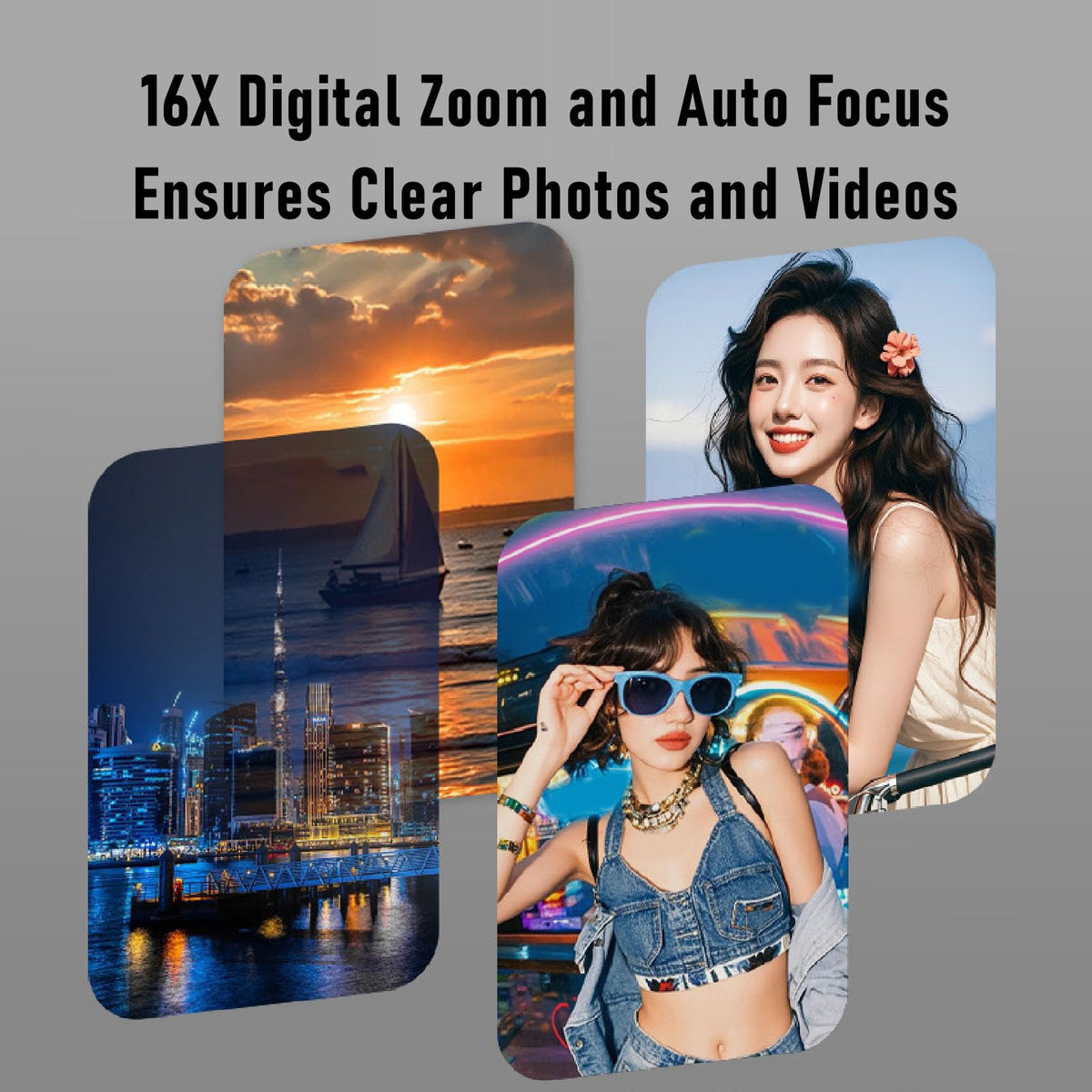 Akozon Cámara DSLR 1080P HD Zoom 16X Enfoque Automático Cámara Digital de 16MP Fotografía de Vlogging de Viajes
