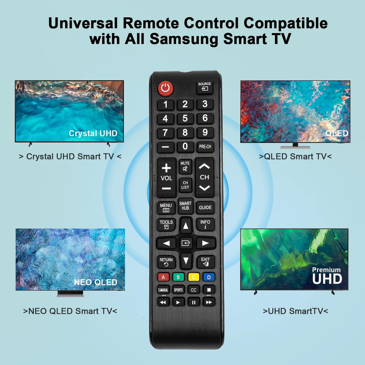 TOPOST Control Remoto Compatible con Samsung Smart TV BN59-01199F (Baterias no incluida)
