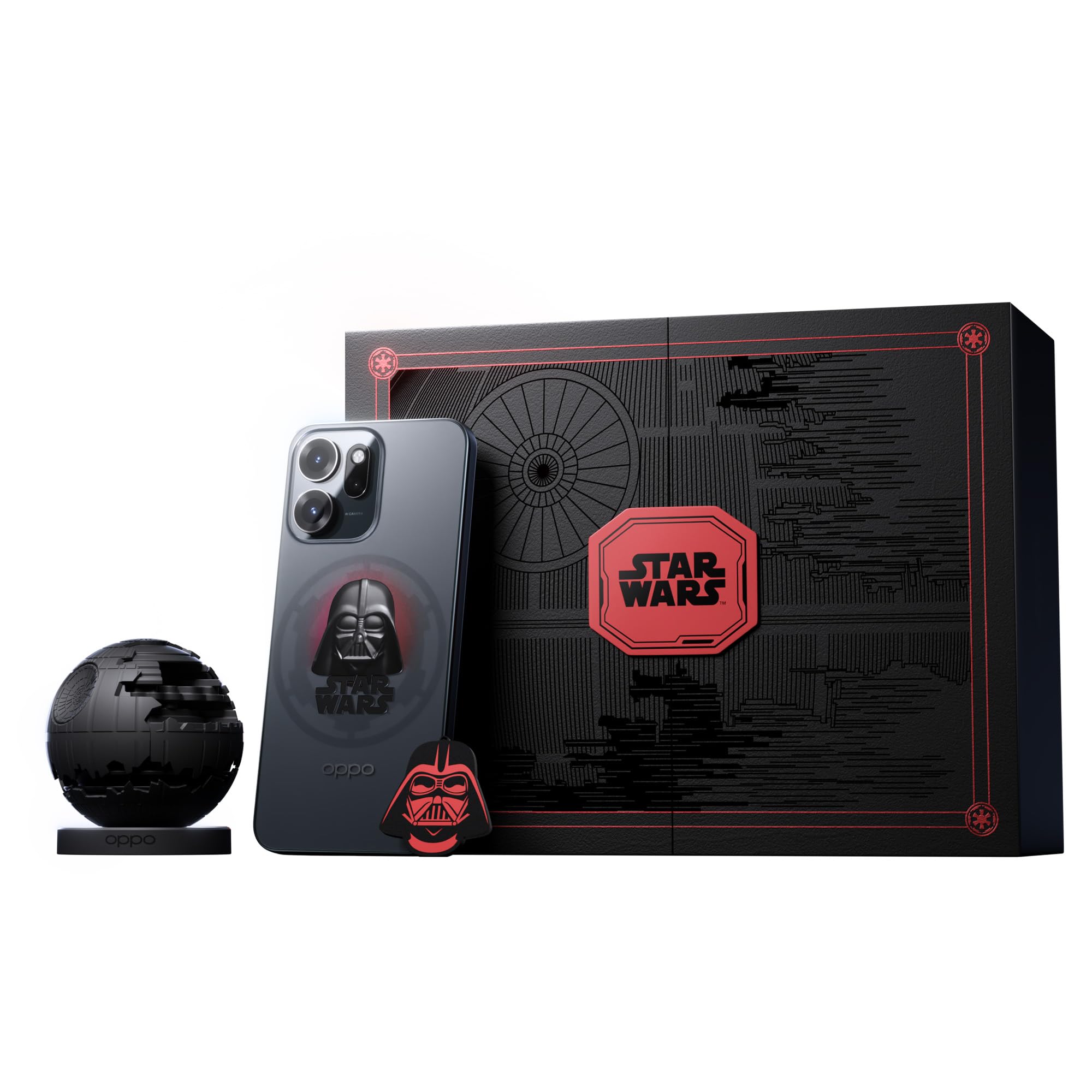OPPO Reno14 F Edición Limitada Star Wars Lado Oscuro Dual SIM 256GB+12GB, Pantalla AMOLED 6.5" 1.5K 120Hz, Cámara 50MP, Editor IA, Video 4K, Resistente al Agua (IP69), Carga Rápida 45W
