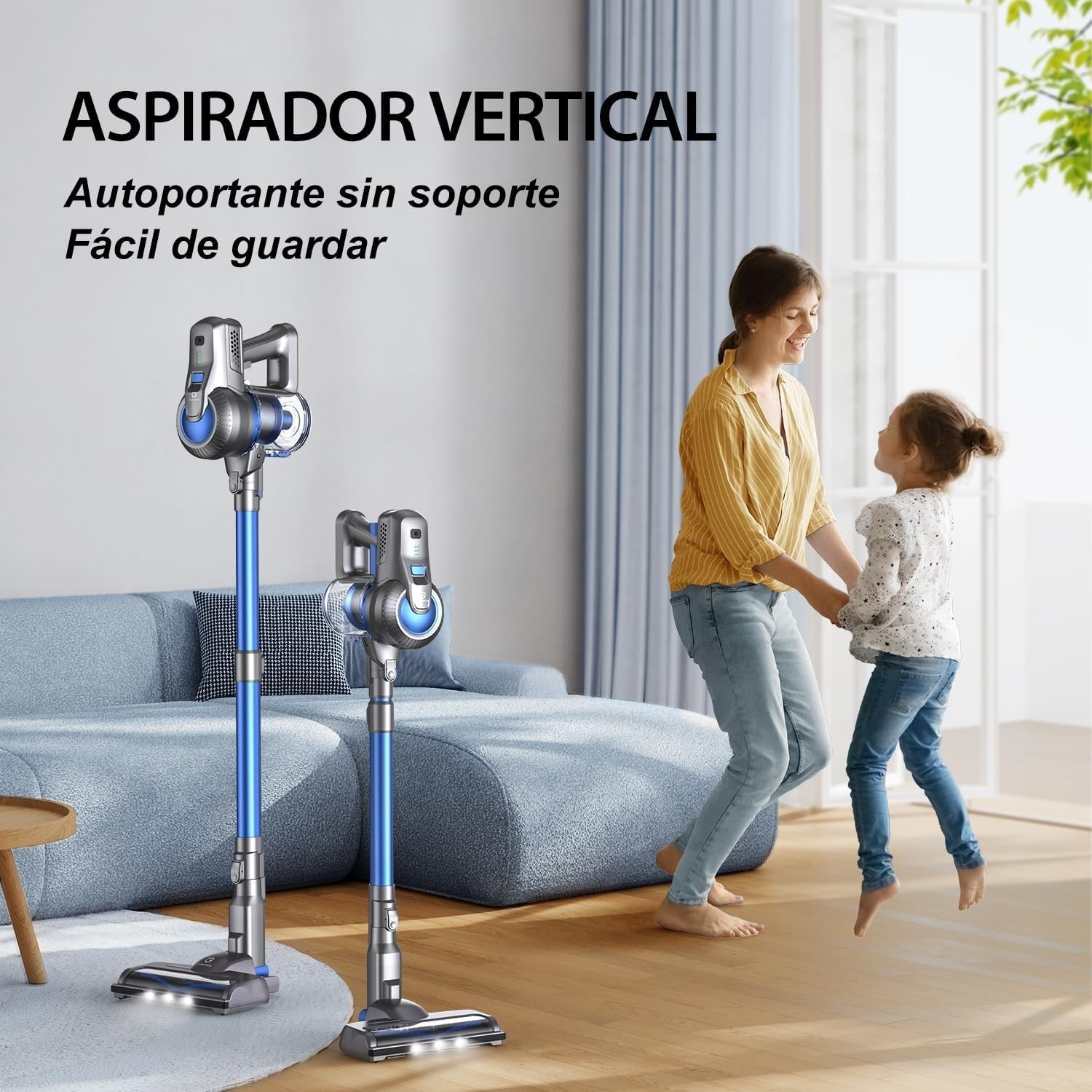 Greenote Aspiradora Inalambrica, 22000 Pa Aspiradora de Mano 4 en 1, 200 W Aspiradoras Potentes con LED, Vacuum Cleaner de Función de Autoportante,Cepillo para Suelos Duros/Pelos de Mascotas