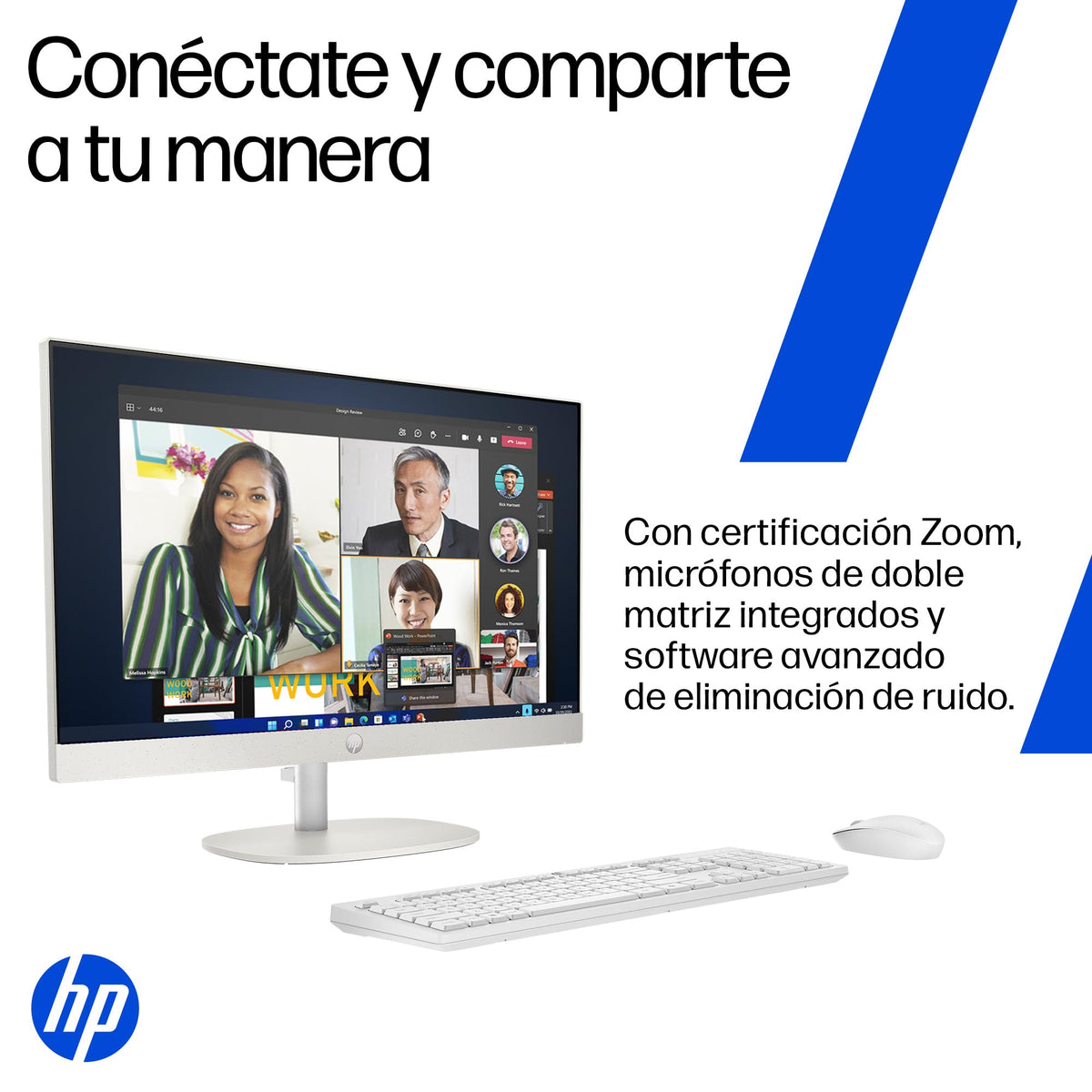 HP All-in-One 24-cr0330la, Desktop PC, Intel Core i3, 8 GB RAM, 512 GB SSD, FHD, 23.8", Windows 11 Home, Garantía México, Blanco