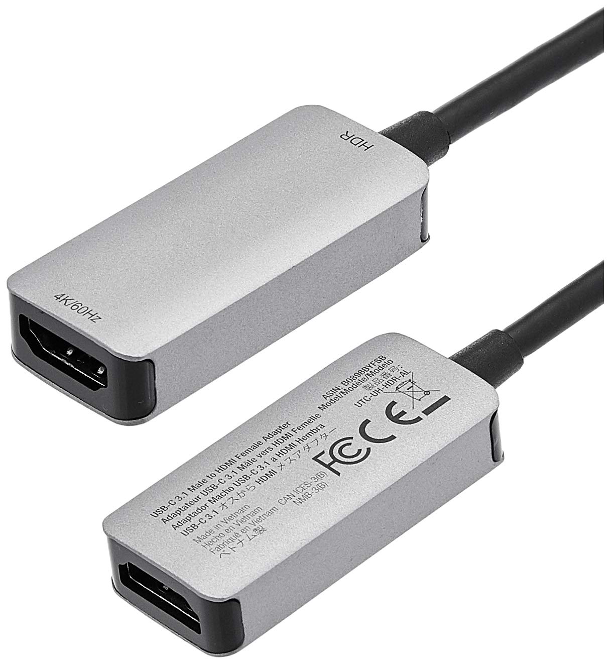 Amazon Basics - Adaptador USB-C 3.1 macho a HDMI hembra (4 K a 60 Hz)