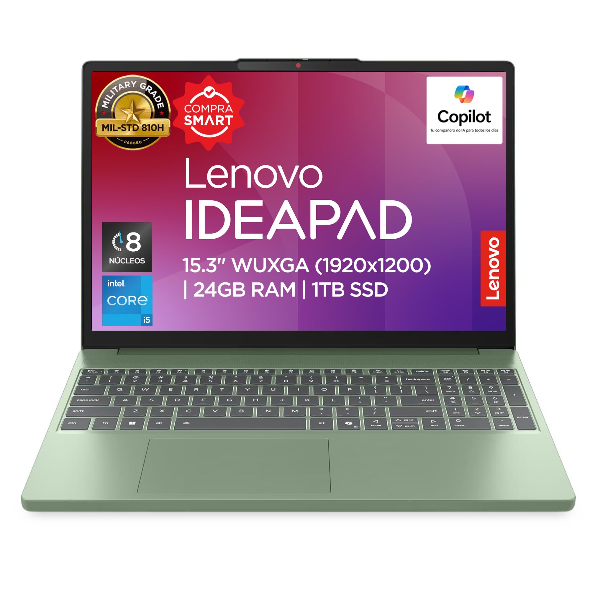 Lenovo Laptop Ideapad Slim 3|15,3" WUXGA |Intel Core i5| 24GB RAM 1TB SSD | Verde