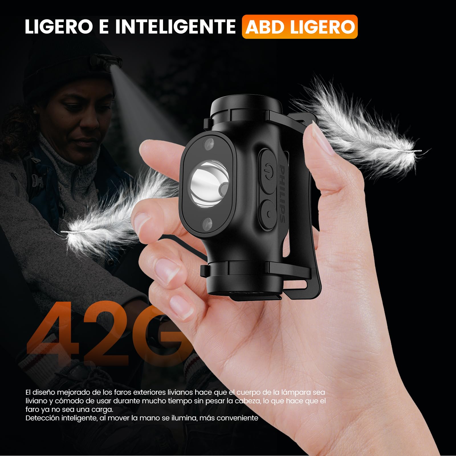 PHILIPS SFL1851 Linterna Frontal Recargable USB, Lámpara de Cabeza 5 Modos