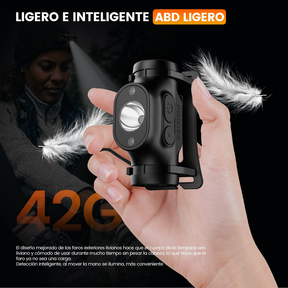 PHILIPS SFL1851 Linterna Frontal Recargable USB, Lámpara de Cabeza 5 Modos