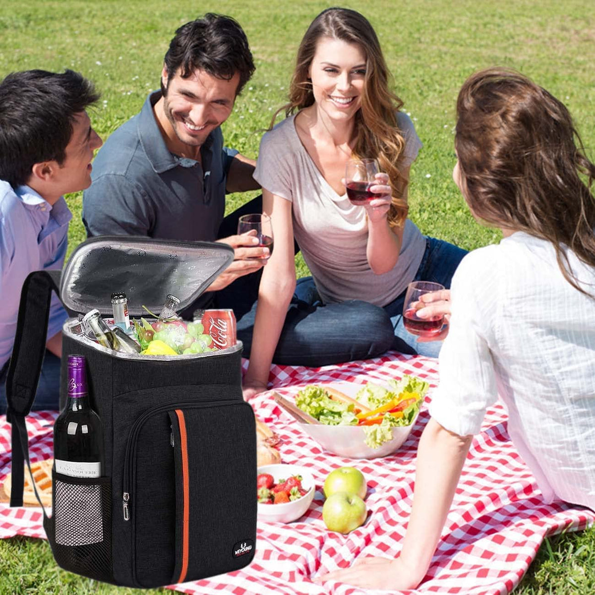NEWKIBOU Hielera Portatil, Mochila térmica aislada,Hielera Portatil Impermeable y a Prueba de Fugas,Bolsa Térmica Porta Alimentos Mochila Genial para el Playa, Almuerzo, Picnics, Senderismo (Negro)