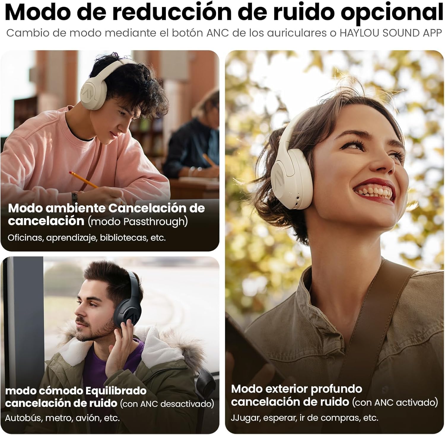 HAYLOU S30 Pro Audífonos Inalámbricos ANC, Bluetooth 5.4, 80H Batería