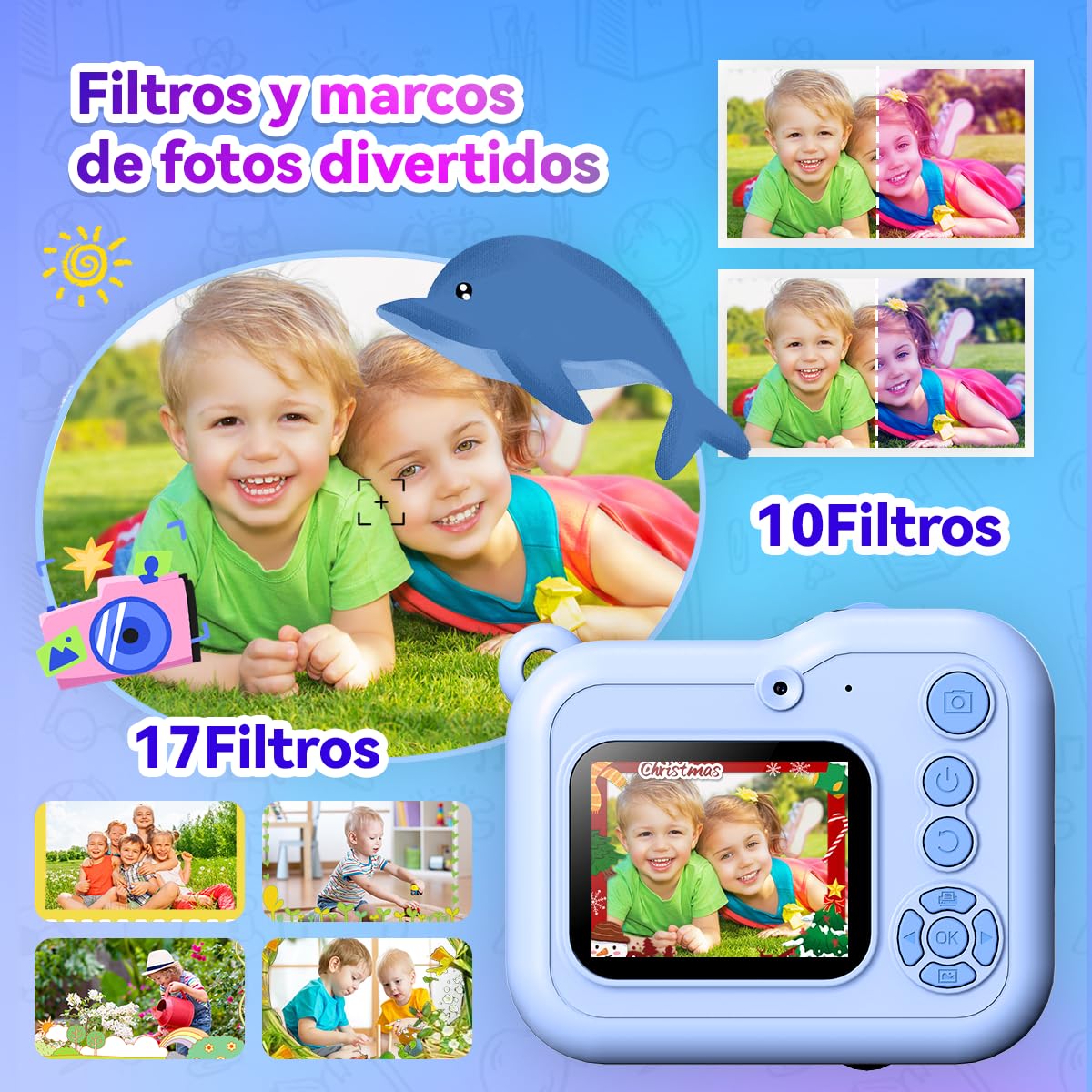 ETprin Cámara Instantánea para Niños – Regalo Divertido y Creativo, Pantalla de 2.4", Doble Lente, Tarjeta de 32GB, Ideal para Cumpleaños y Fiestas