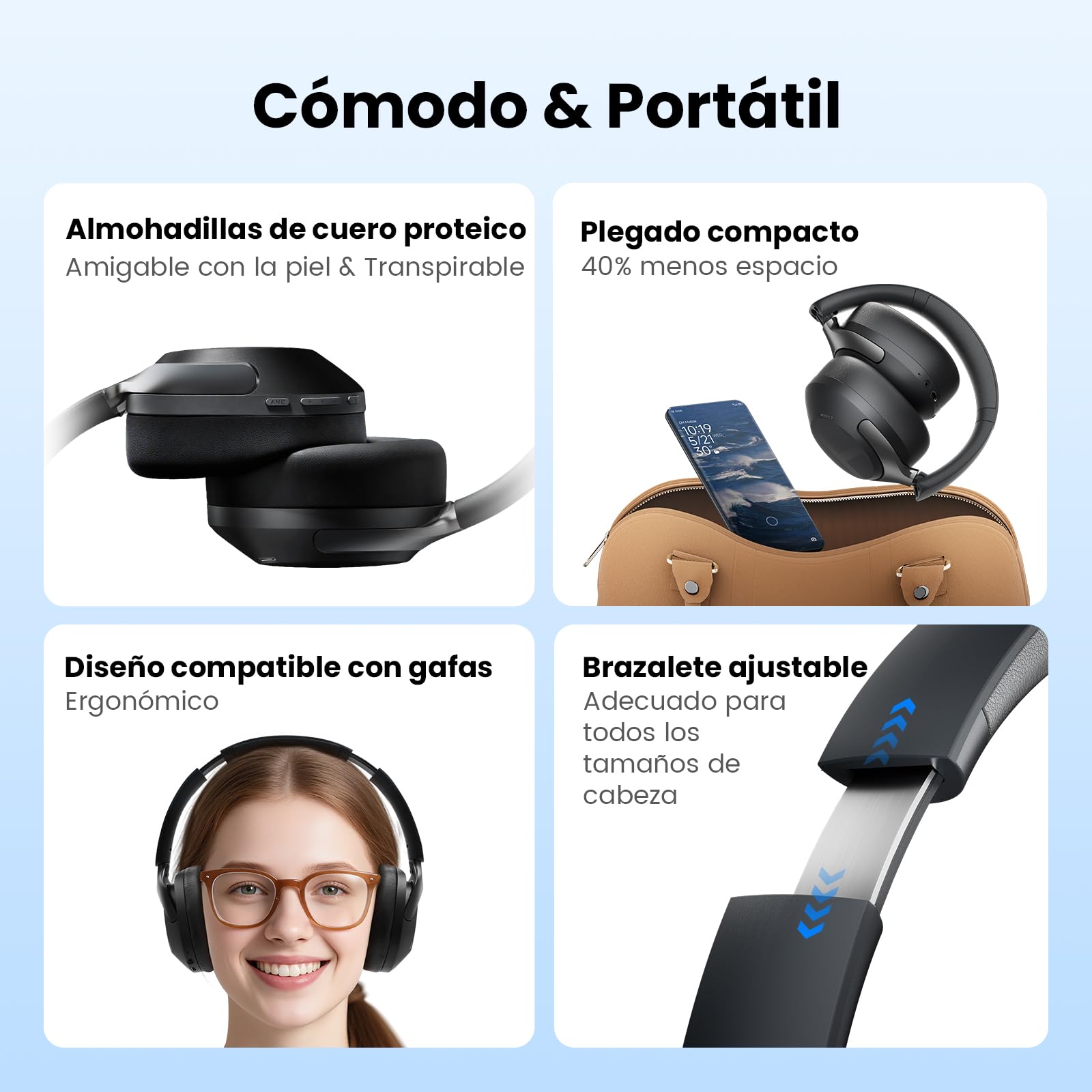 HAYLOU S40 Audífonos Inalámbricos ANC, Bluetooth 6.0, 90H Batería