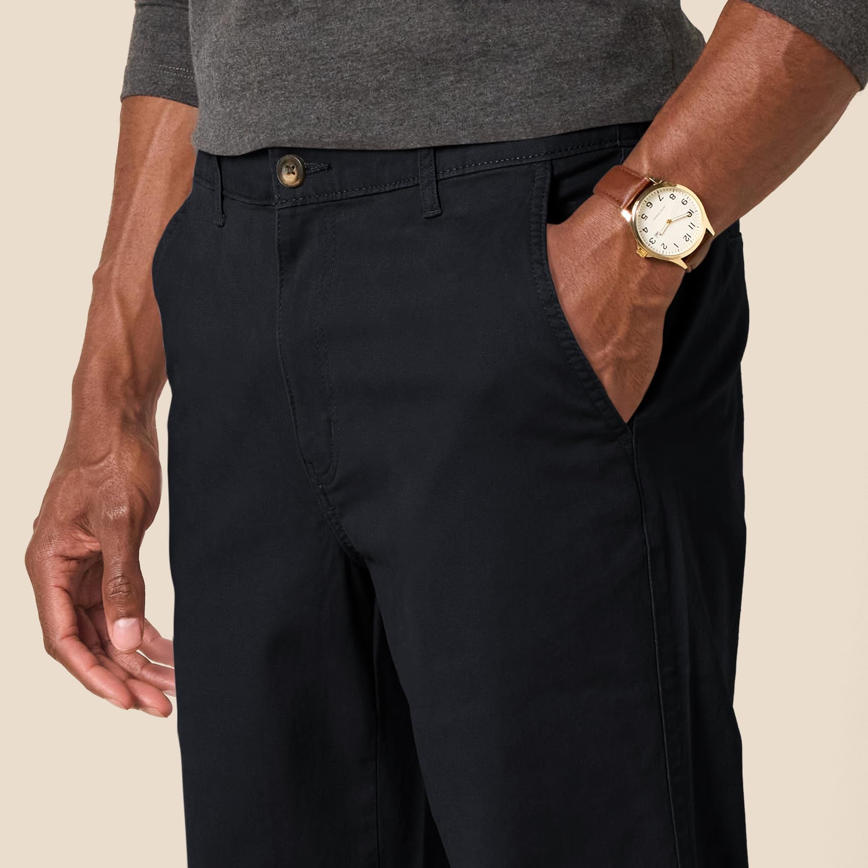 Amazon Essentials - Pantalón deportivo de corte recto para hombre, negro, talla CH