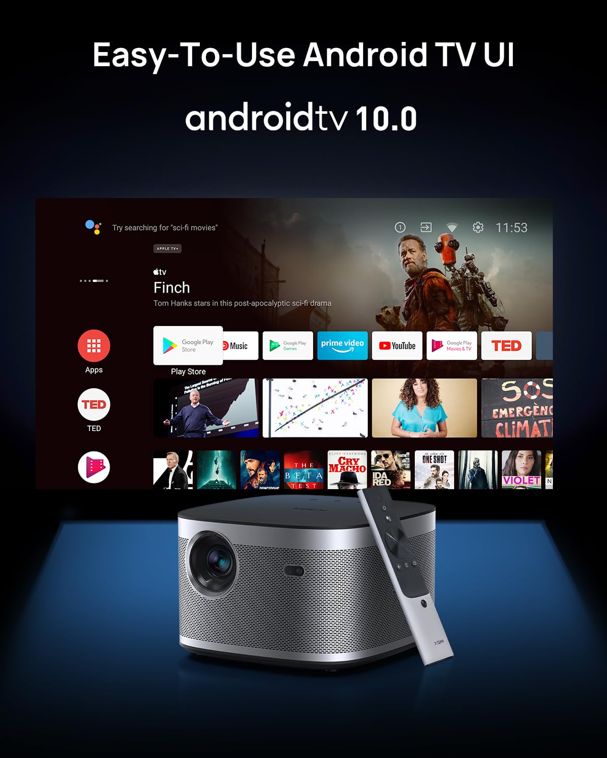 XGIMI Horizon 1080p FHD Proyector de película compatible con 4K, 1500 lúmenes ISO, altavoces Harman Kardon, Android TV 10.0, enfoque automático, corrección automática de piedra clave, evitación de